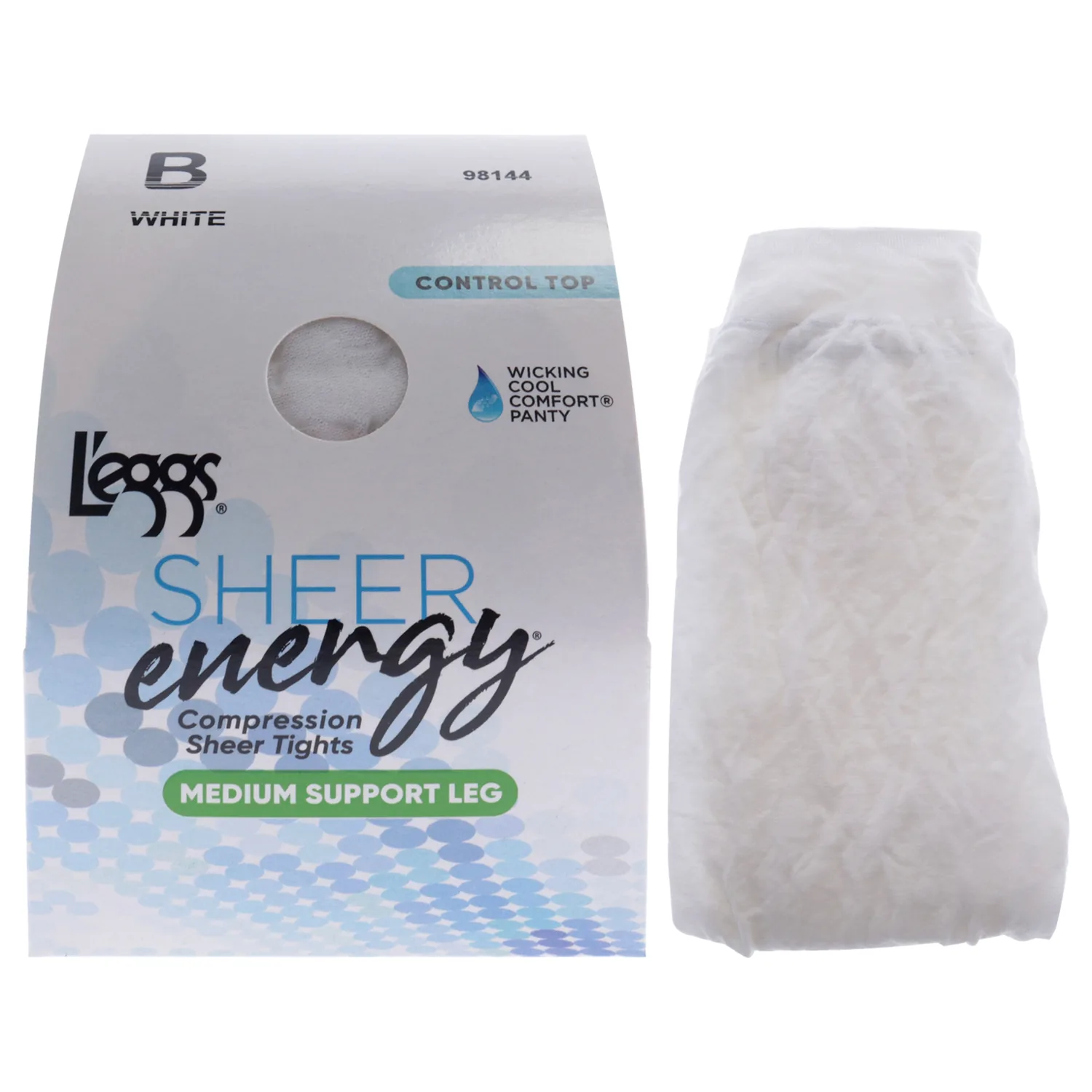 L'eggs Sheer Energy Control Top Sheer Toe Pantyhose - White for Women