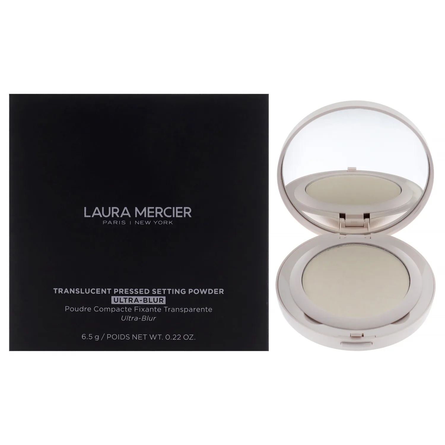 Laura Mercier Ultra-Blur Talc-Free Waterproof Translucent Pressed Setting Powder, 16HR Weightless Wear and Shine Control, Hyaluronic Acid Infused for 24HR Hydration, Natural Finish, Translucent