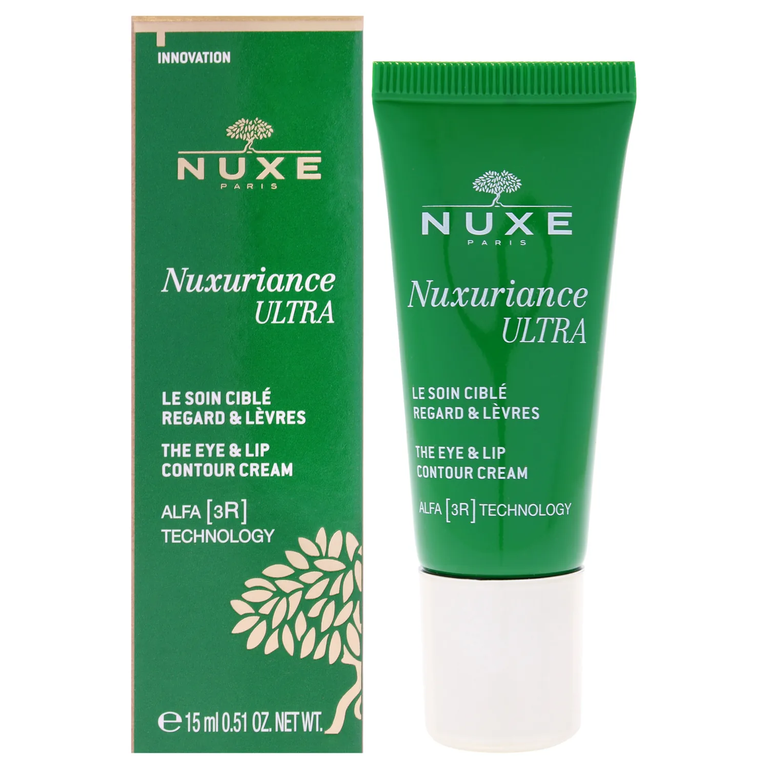 Nuxe Nuxuriance Ultra Eye & Lip Contour Cream with Hyaluronic Acid and ALFA 3R Technology, Firming, Anti-Aging Treatment, 0.51 fl oz