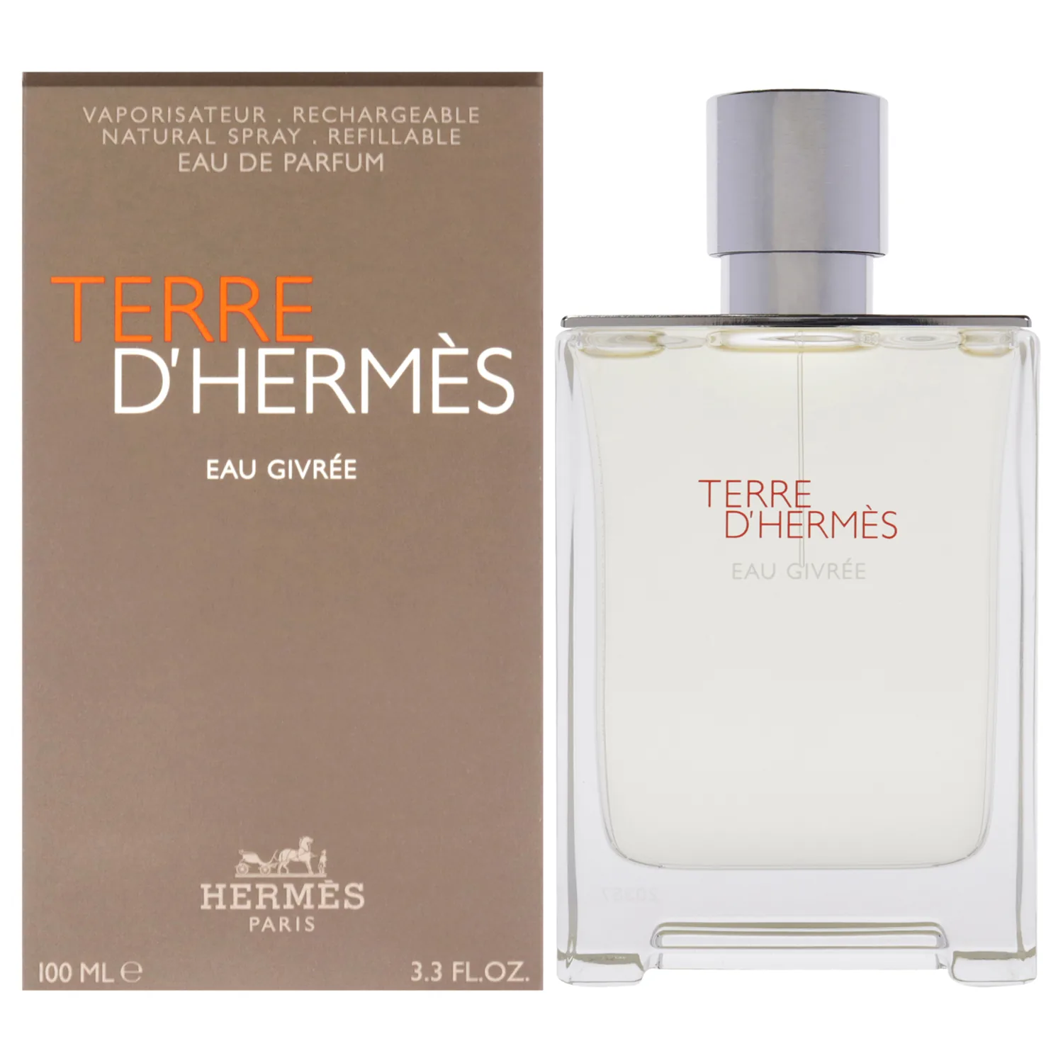 Hermes Terre d'Hermes Eau Givree for Men Eau de Parfum Spray, 3.4 Ounce (Refillable)