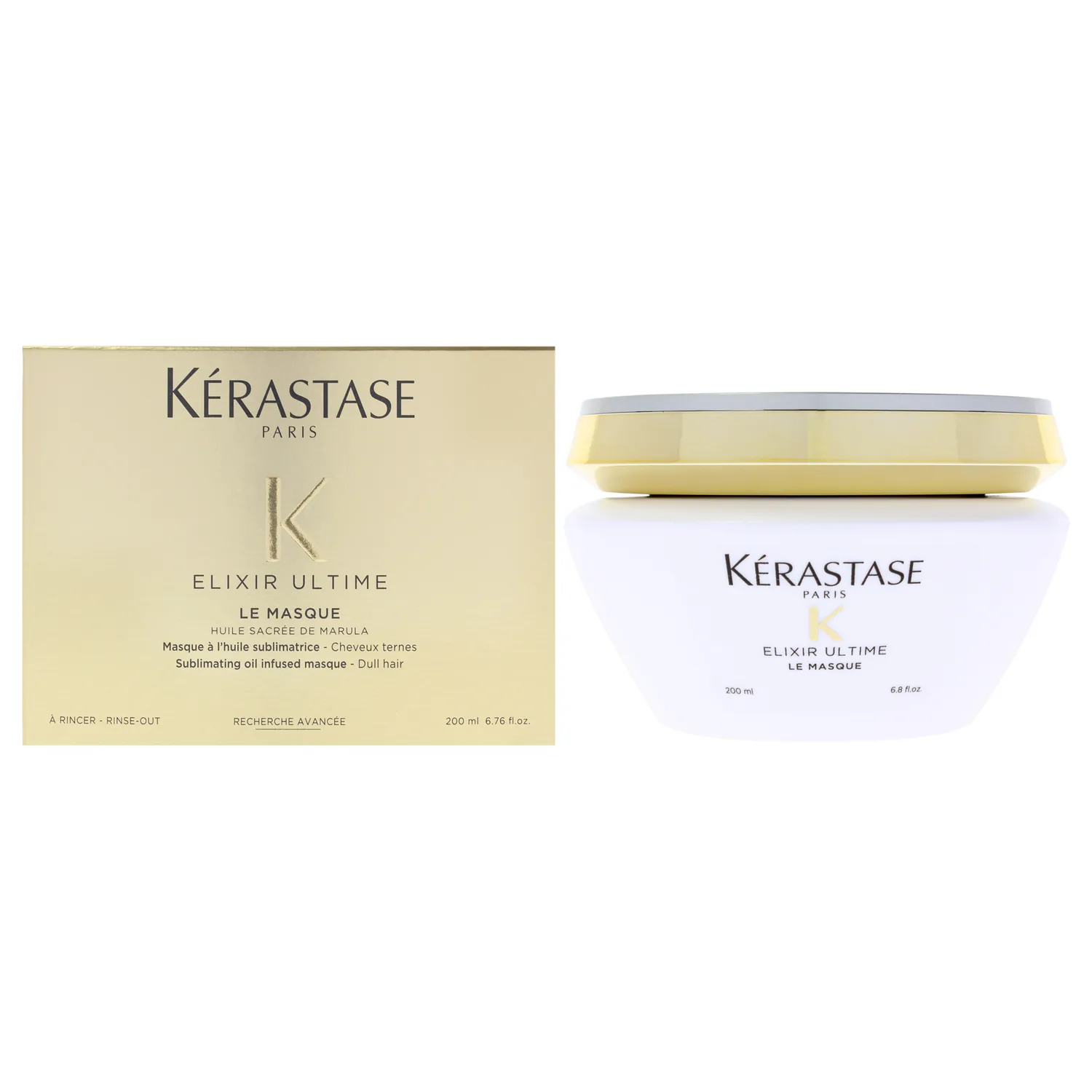 Kérastase Elixir Ultime, Oil-infused Lightweight Shine Conditioning Treatment, For Dull Hair, With Five Precious Oils, Masque Elixir Ultime