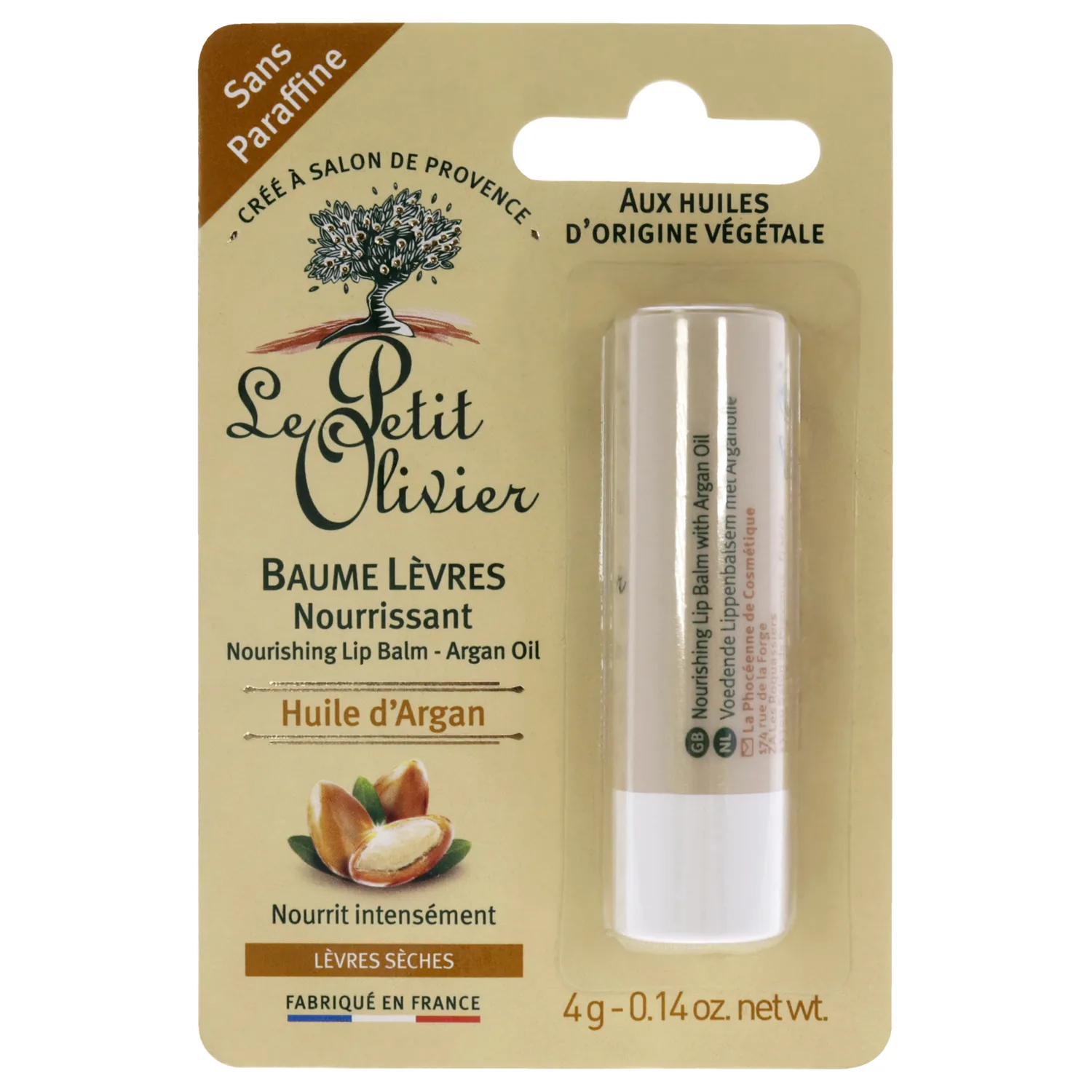 Le Petit Olivier Nourishing Lip Balm Stick - Enriched with Argan Oil - Softens and Smooths Dry Lips - Made with Natural Vegetable Oils - 0.14 oz