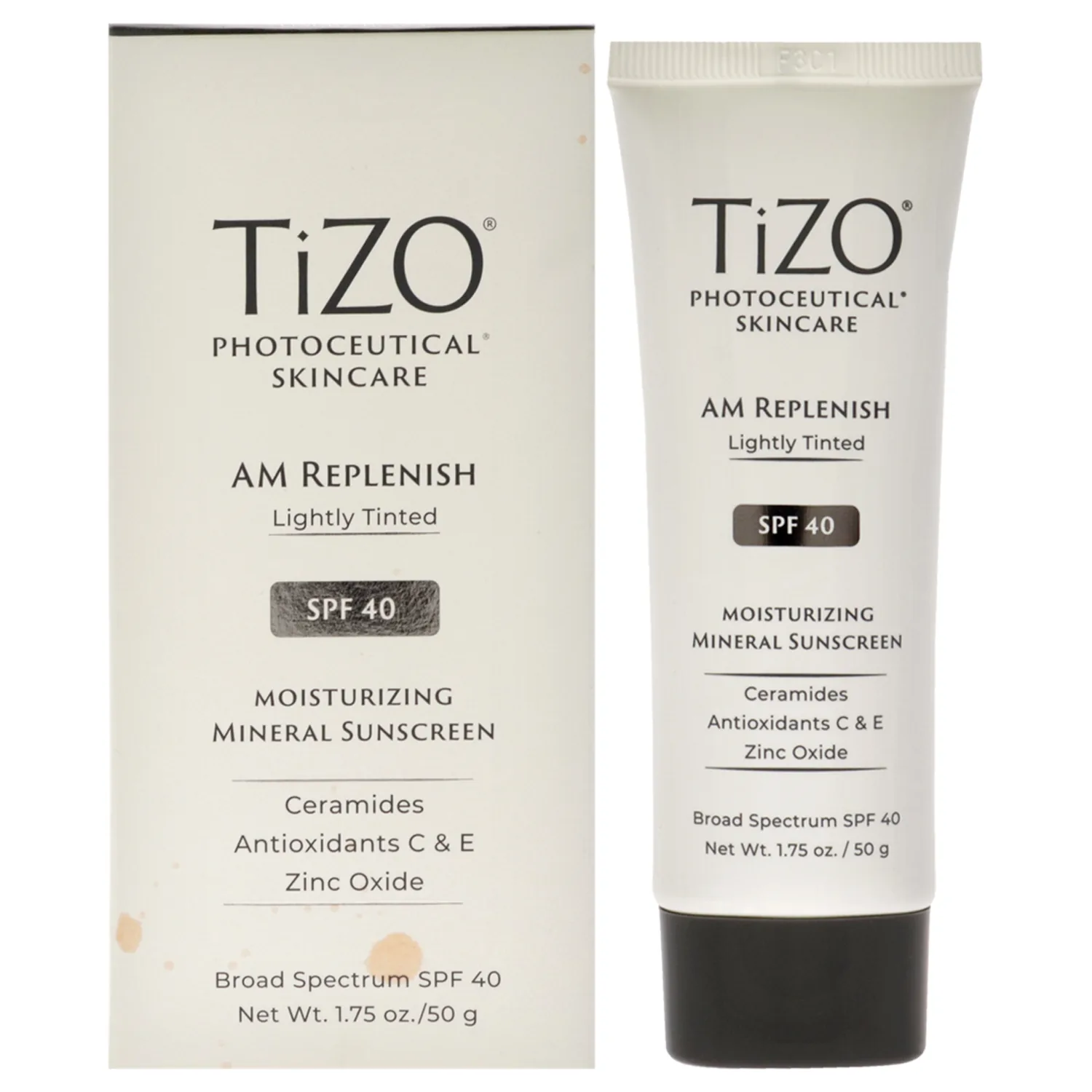 TIZO Photoceutical AM Replenish Lightly Tinted Creams, Gels, & Lotions SPF 40, 1.75 Fl Oz