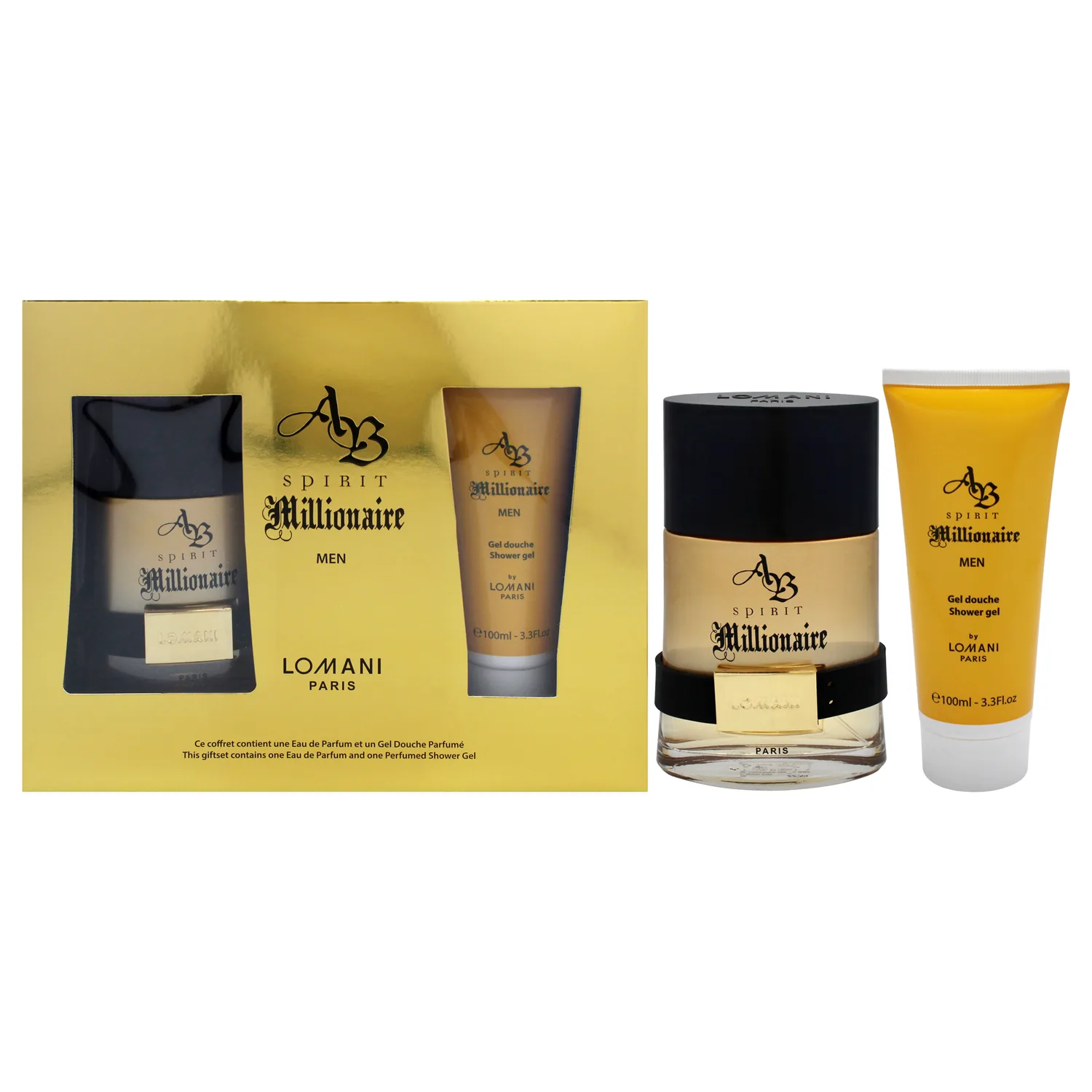 Lomani AB Spirit Millionaire 3.3oz EDP Spray, 3.3oz Body Lotion Women 2 Pc Gift Set
