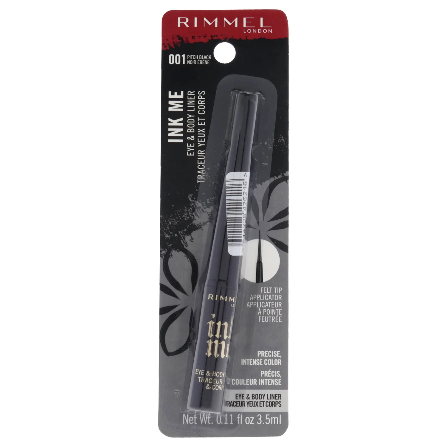 Rimmel London Ink Me Eyes and Body - 001 Pitch Black Eyeliner 0.11 oz