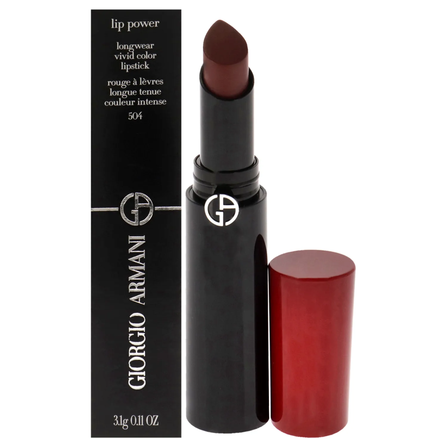 Giorgio Armani Lip Power Longwear Vivid Color - 504 Flirt Lipstick 0.11 oz