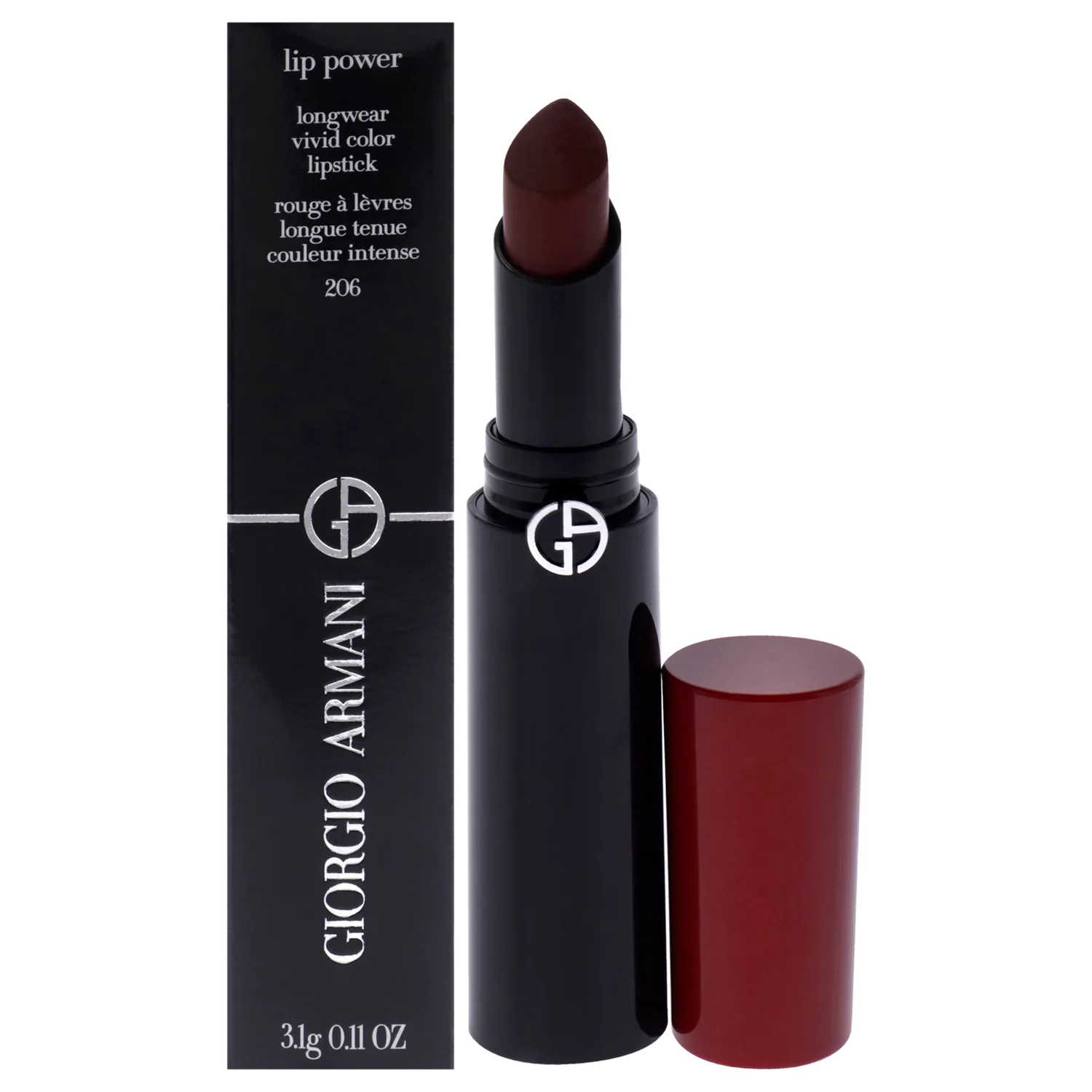 Giorgio Armani Lip Power Longwear Vivid Color - 206 Cedar Lipstick 0.11 oz