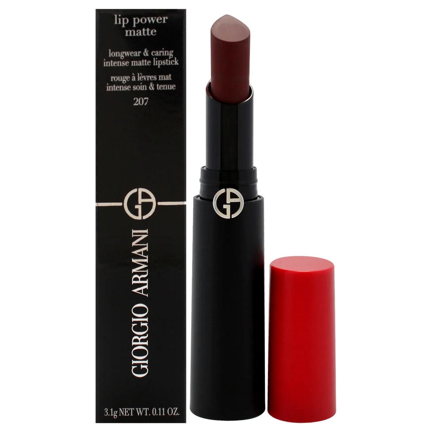 Giorgio Armani Lip Power Long-Lasting Matte - 207 Devoted Lipstick 0.11 oz