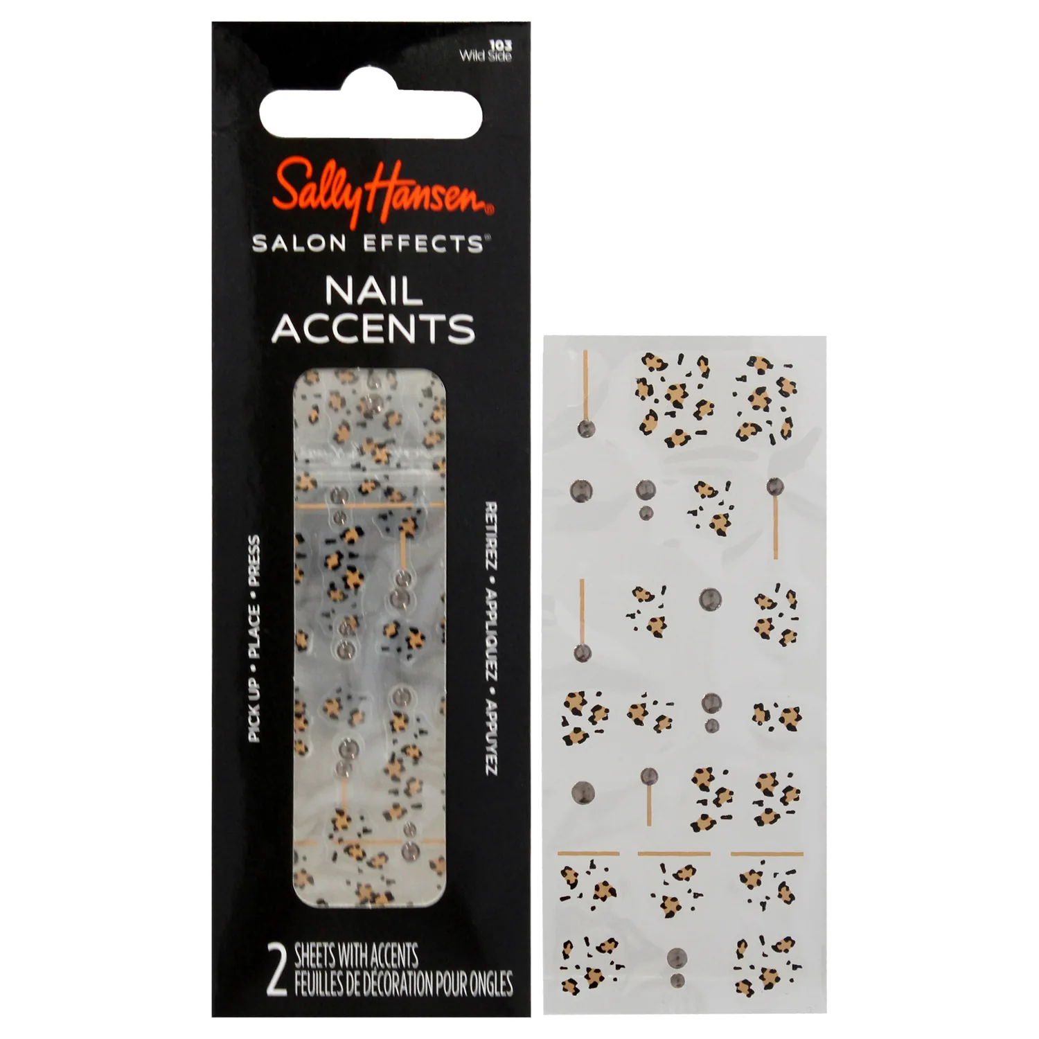 Sally Hansen Salon Effects Nail Accents, Wild Side, Nail Art Decals, Easy to Use, No Commitment, Use On Nail Polish or Bare Nails, Mix and Match