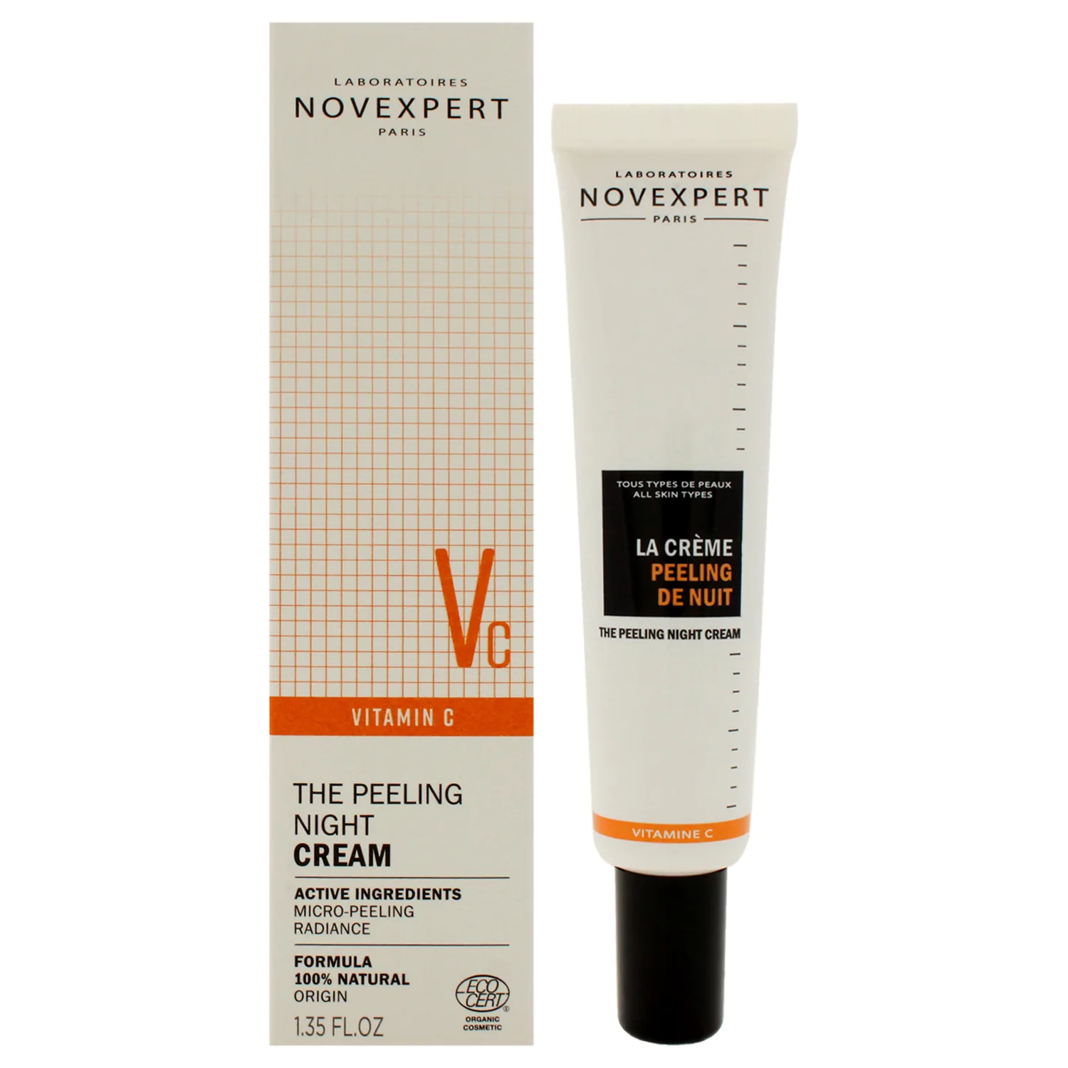 Novexpert The Peeling Night Cream - Visibly Brighter Skin - Smooth And Radiant Complexion - Deeply Exfoliates And Nourishes - Hypoallergenic - Vegan - Normal, Combination And Oily Skin Types - 1.3 Oz