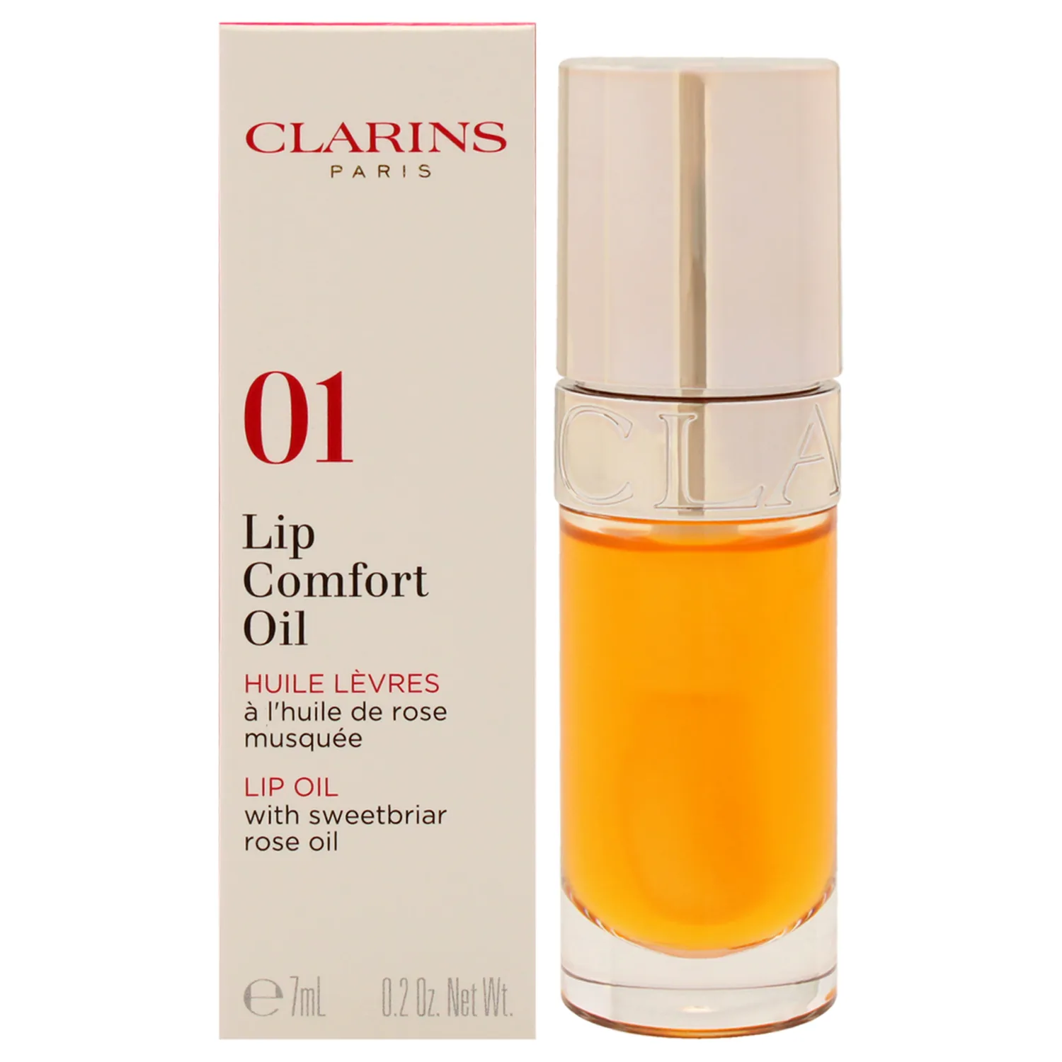 Clarins Lip Comfort Oil |Soothes, Comforts, Hydrates and Protects Lips |Sheer, High Shine Finish |Visibly Plumps |93% Natural Ingredients |Organic Sweetbriar Rose Oil, Rich in Omega-6 and Omega-3