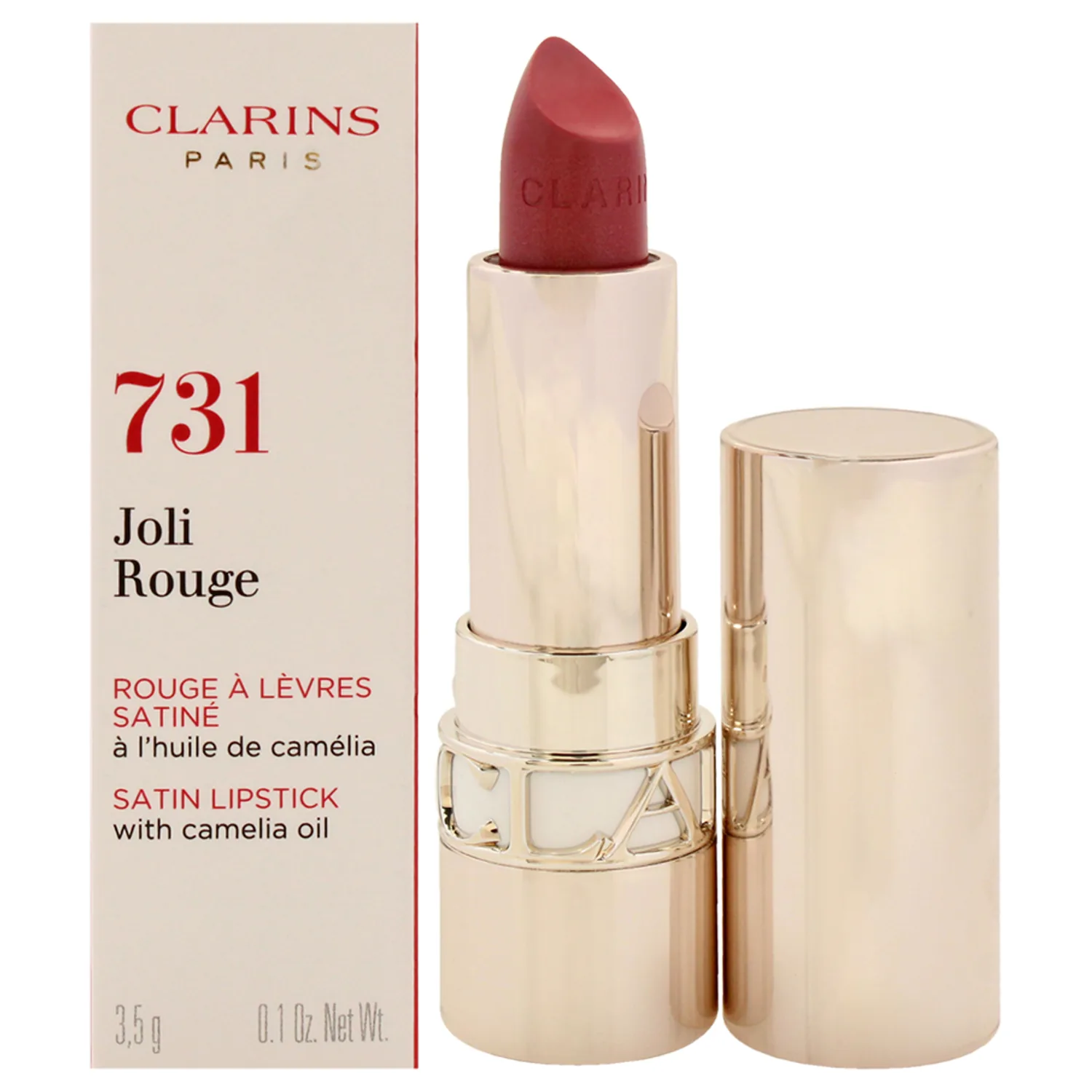 Clarins Joli Rouge Lipstick | Long Lasting, Satin Finish | Hydrating, Nourishing and Lightweight | All Skin Types | 0.1 Ounces