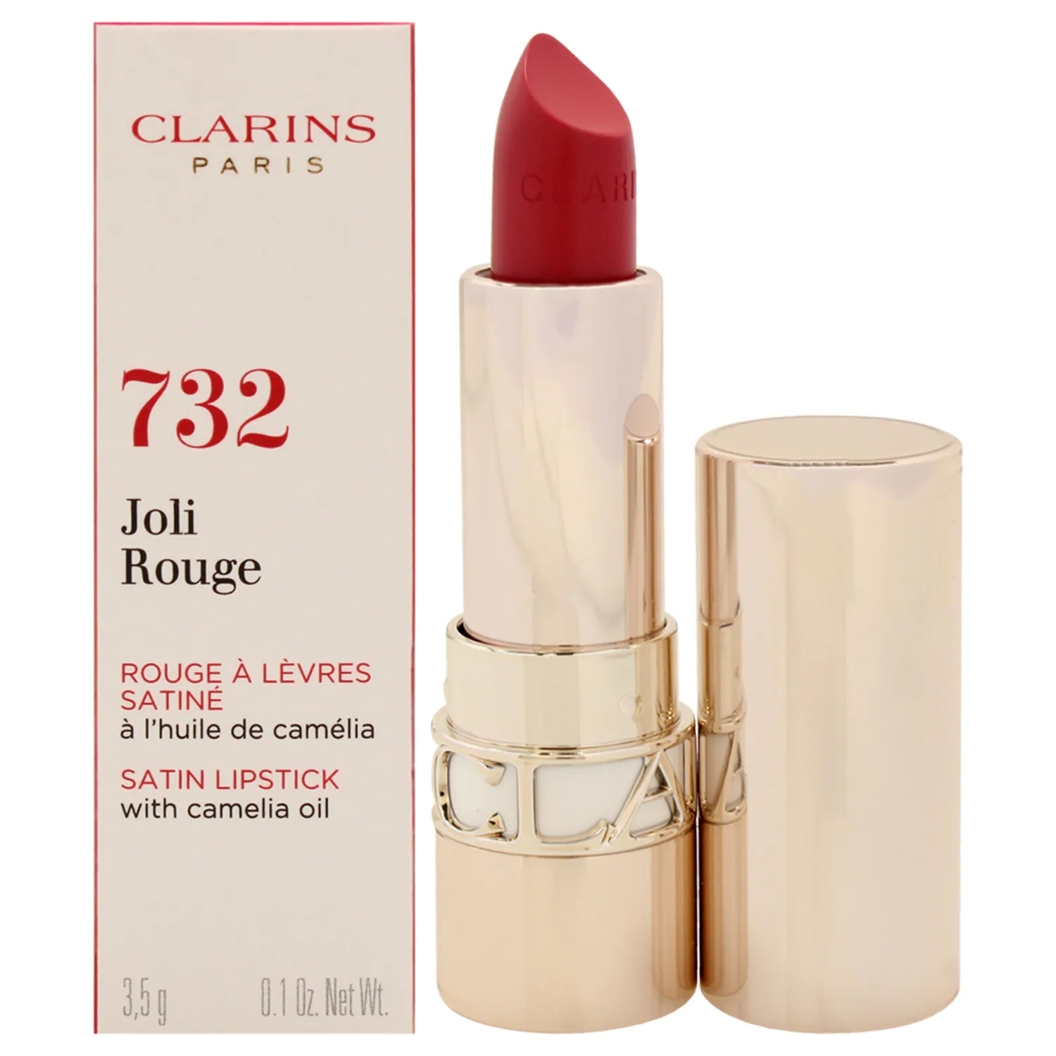 Clarins Joli Rouge Satin - 732 Grenadine Lipstick 0.1 oz
