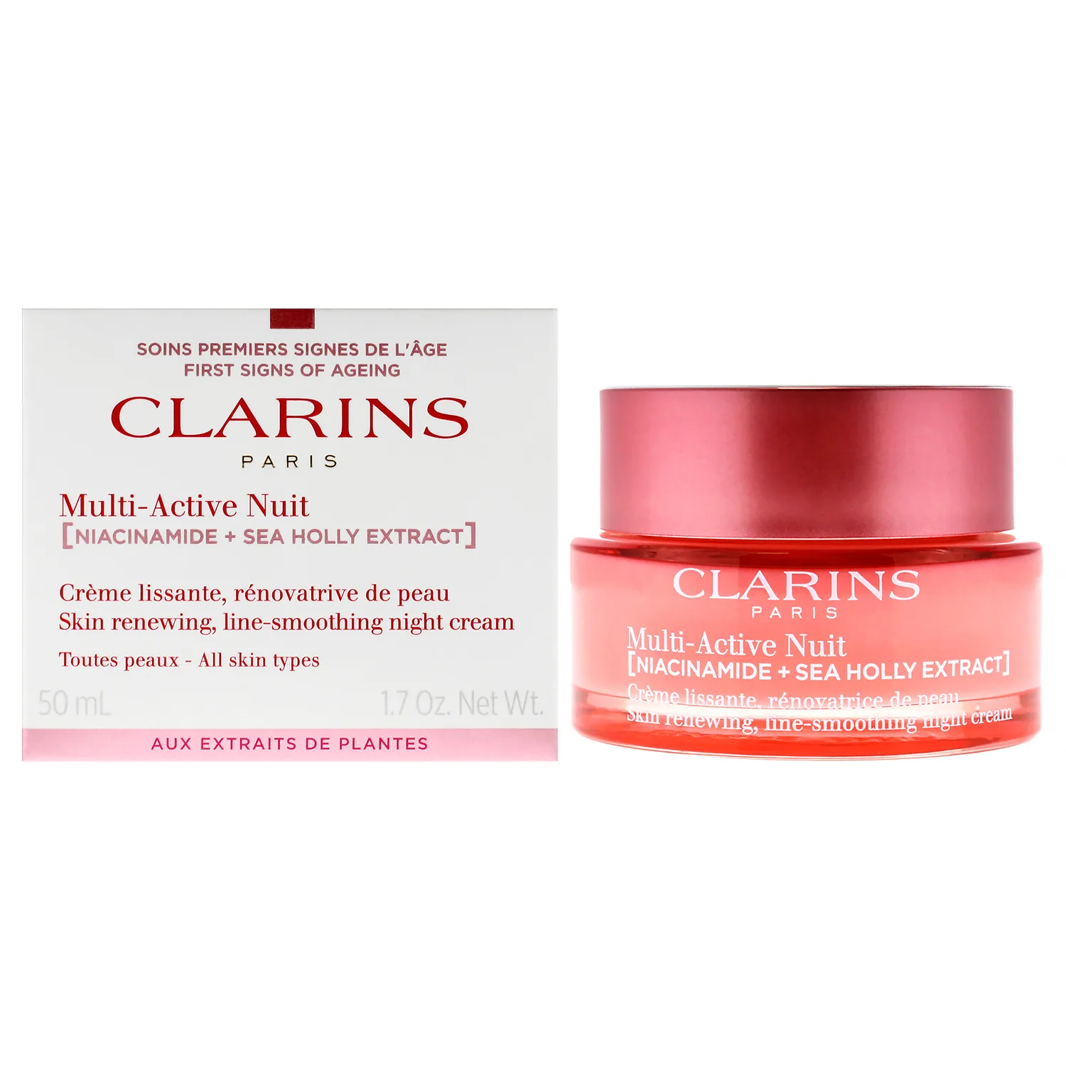 Clarins Multi-Active Renewing Night Moisturizer with Niacinamide | Smooth Fine Lines | Visibly Tighten Pores | Even Tone and Texture | Boost Glow | Strengthen Moisture Barrier | All Skin Types