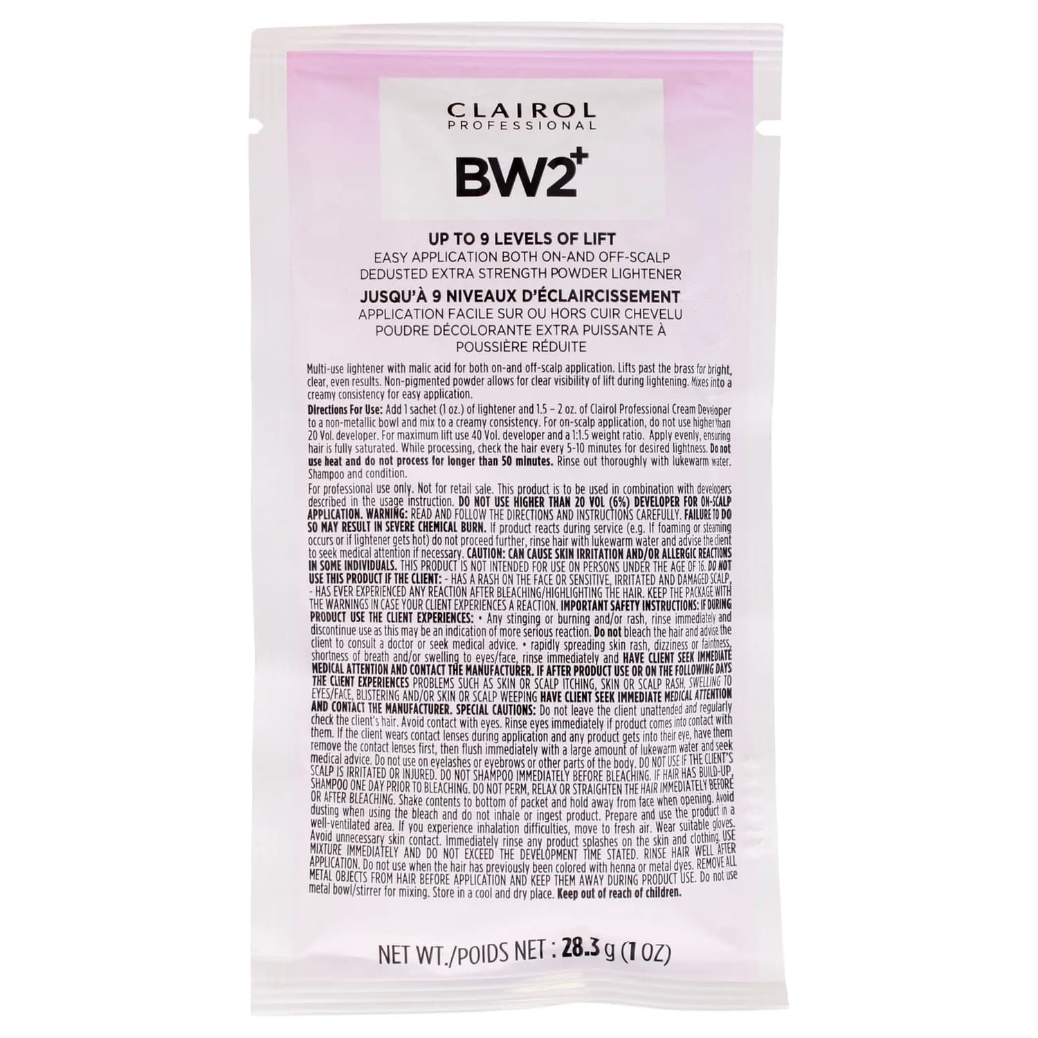 Clairol Professional BW2+ Dedusted Extra Strength Powder Lightener for Hair Highlights, 1 oz.