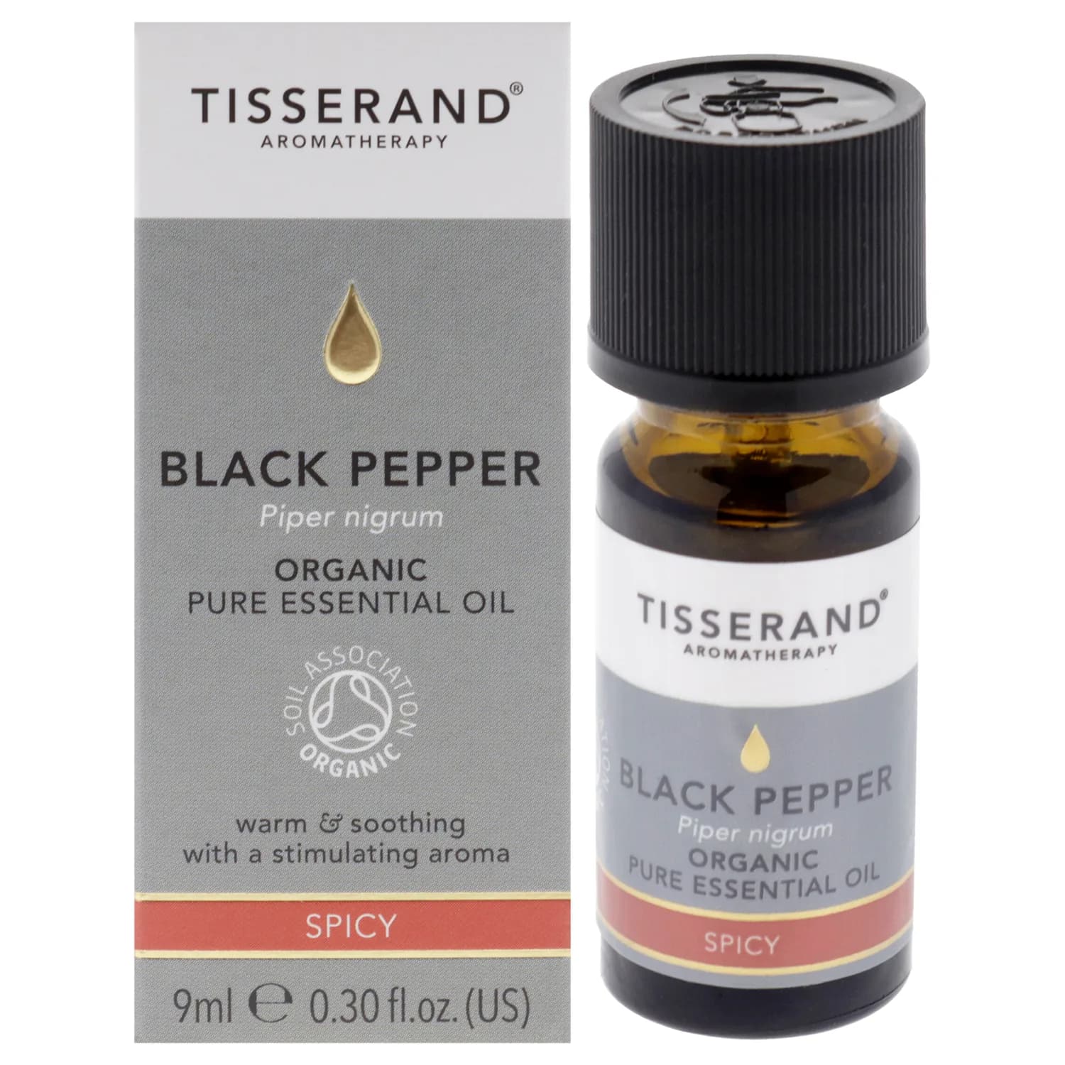 Tisserand Organic Pure Essential Oil - Effective Immune Booster - Eases Achy Muscles - Warm Spicy Woody Stimulating Aroma - Black Pepper - 0.3 oz