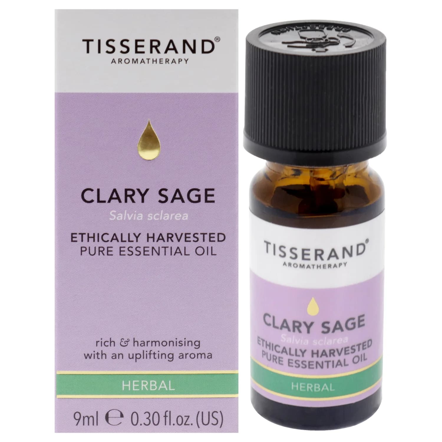 Tisserand Ethically Harvested Pure Essential Oil - Essentials for Menstrual Cycle Regulation and Soothing Digestive Spasms - Clary Sage - 0.3 oz
