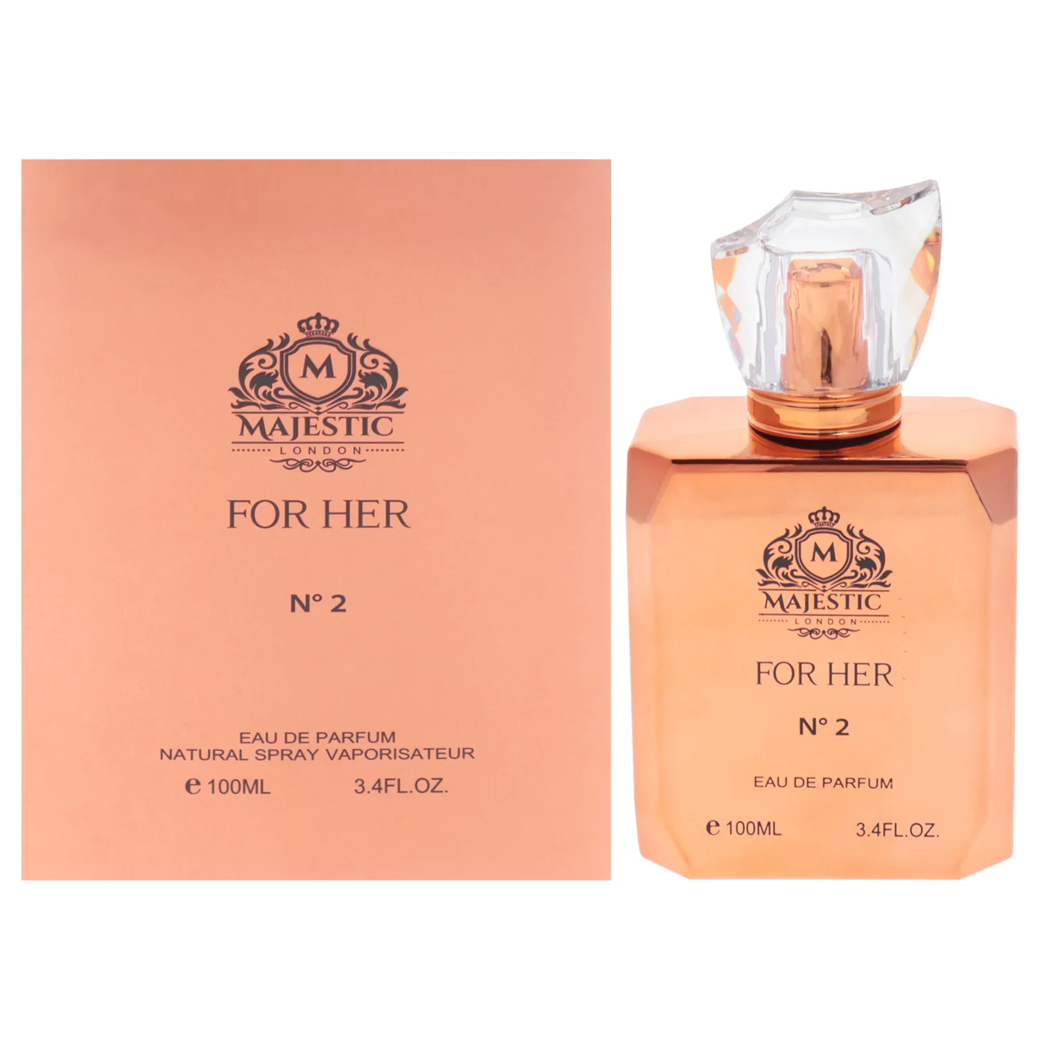 Fine Perfumery Majestic For Her No2 - Perfume for Women with Vanilla and Patchouli - Woody, Spicy, Amber, Fruity Fragrance - 3.4 oz EDP Spray