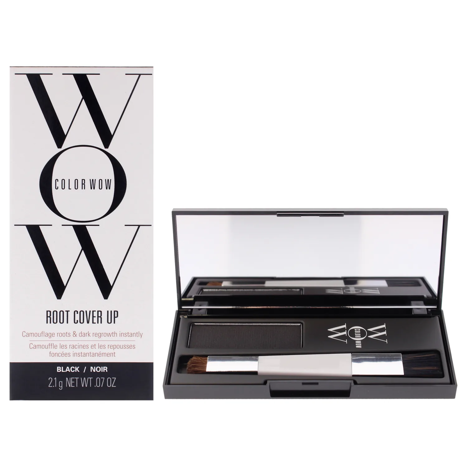 COLOR WOW Root Cover Up, Black – Instant Grey Coverage and Temporary Touch-Up, Water and Sweat Resistant, No mess Award-Winning Formula