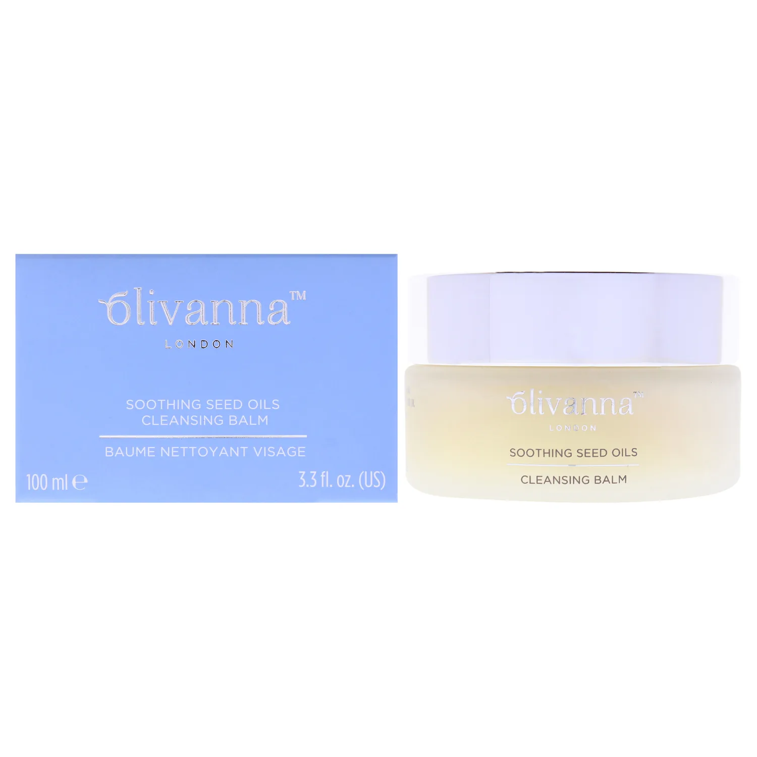 Olivanna Soothing Seed Oils Cleansing Balm - Nourishing Facial Cleanser with Rosehip Oil, Squalane, Omega 3, and Essential Oils - 3.3 oz