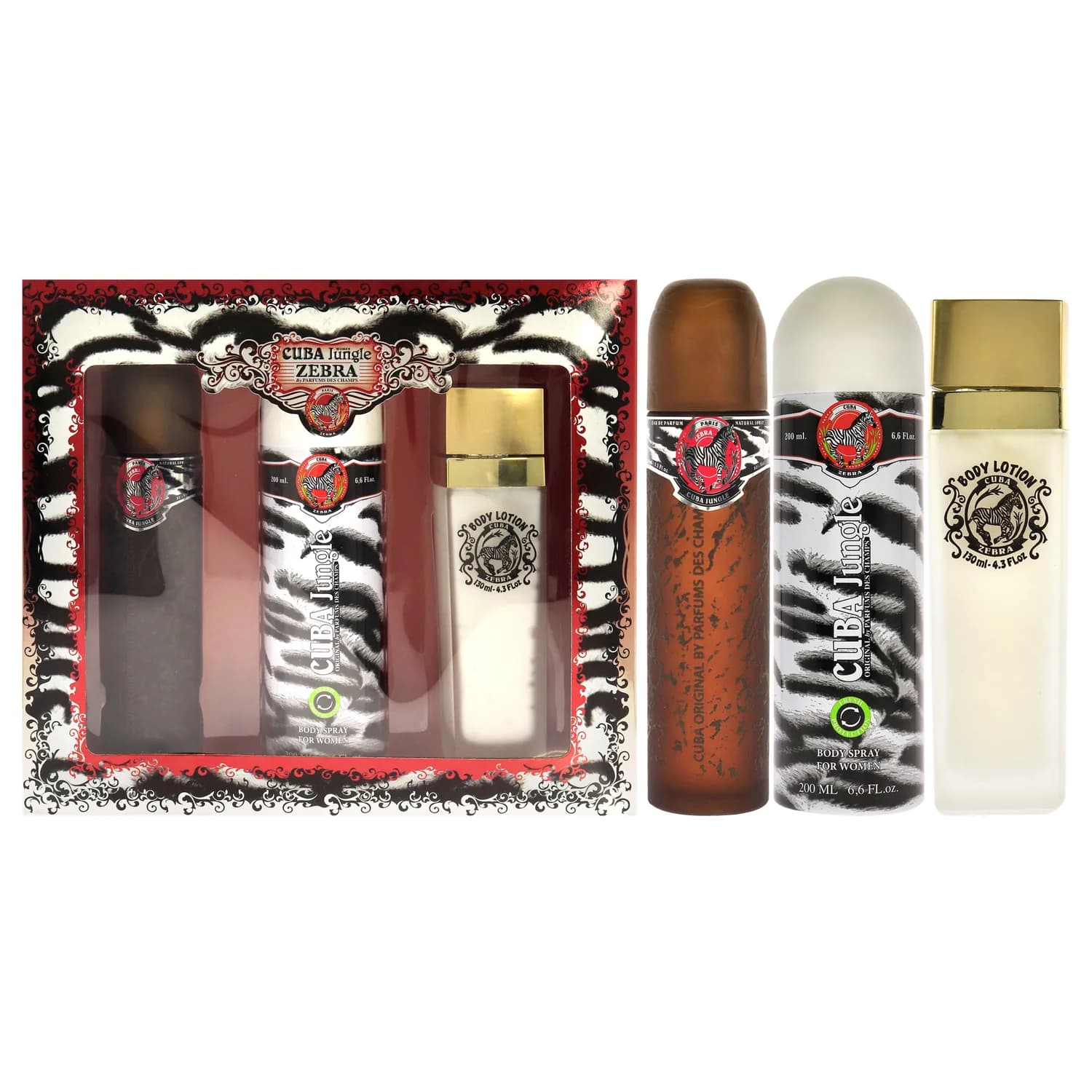 Cuba Jungle Zebra Bath & Body Gift Set 100ml / 3.3 oz for Women
