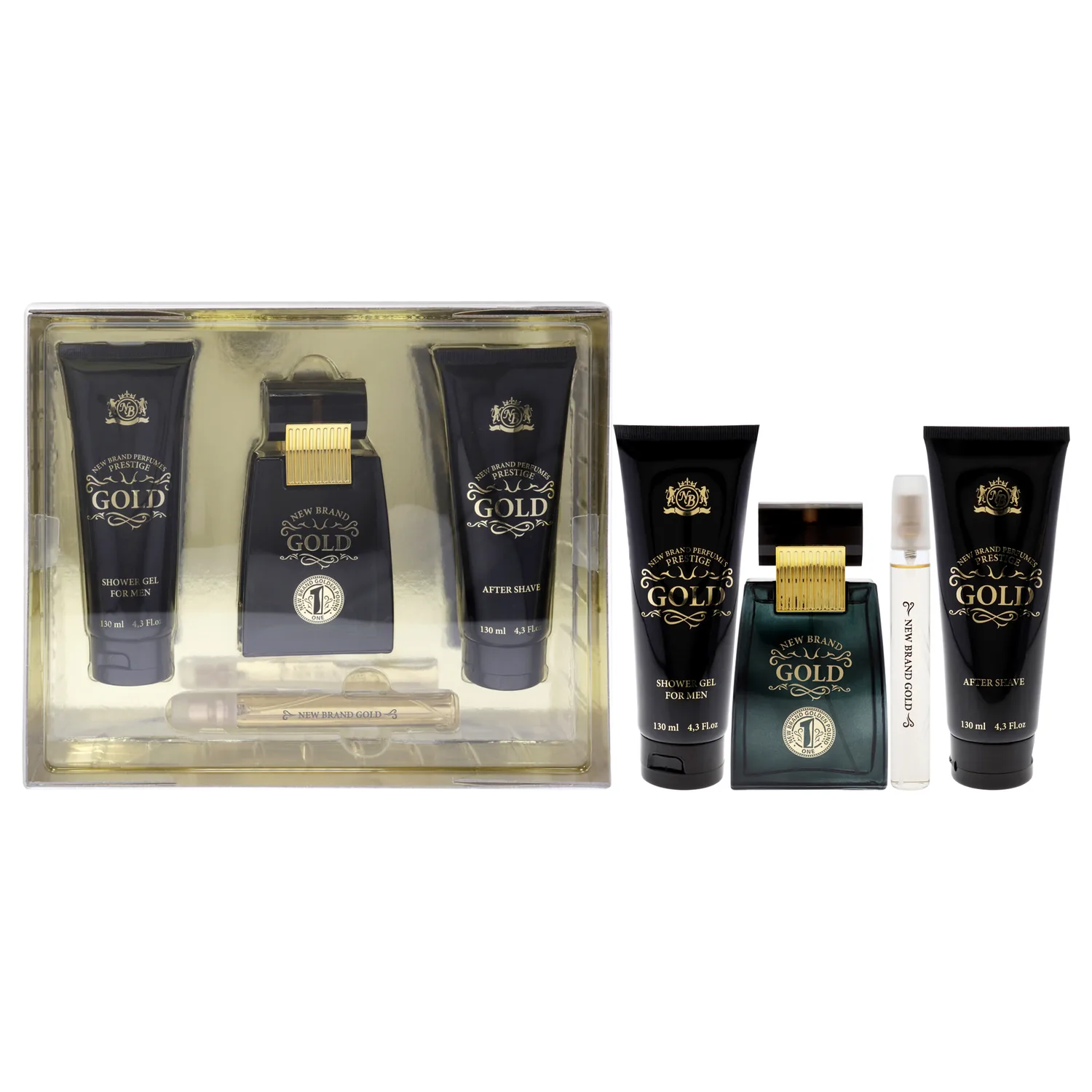New Brand Gold Bath & Body Gift Set 100ml / 3.3 oz / 4 pc for Men