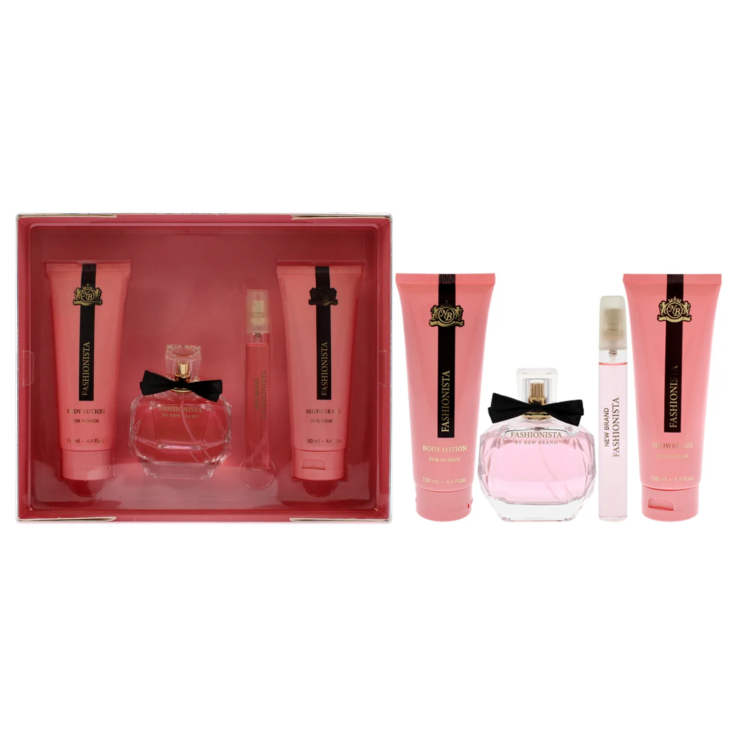 New Brand Prestige Fashionista Fragrance Gift Set 100ml / 3.4 oz / 4 pc for Women