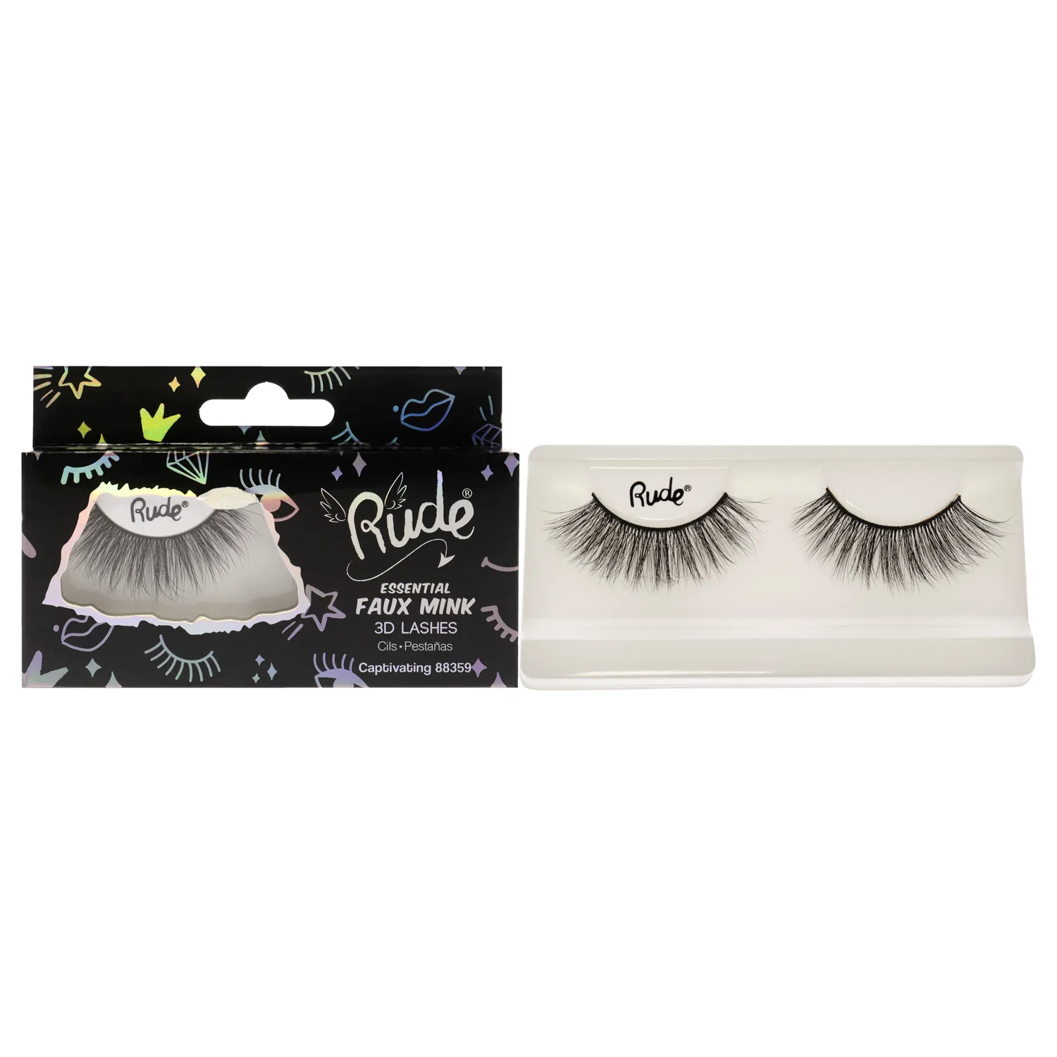 Rude Essential Faux Mink 3D Lashes - Captivating False Eyelashes