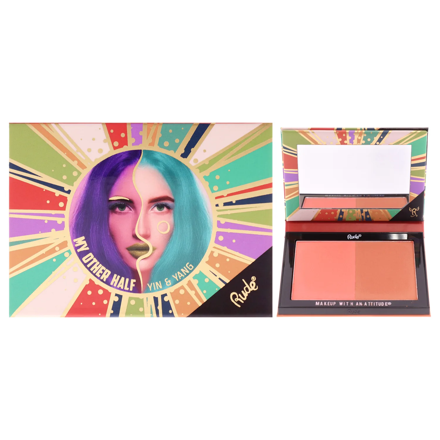 My Other Half Duo Shade Face Palette - Yin and Yang by Rude Cosmetics for Women - 0.4 oz Makeup
