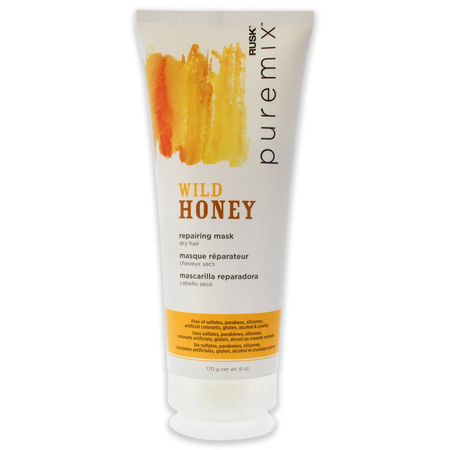 RUSK PUREMIX Wild Repairing Mask for Dry Hair, Formulated with Honey & Natural Antioxidants to Smooth, Deeply Moisturize and Repair Damaged Hair Cuticle Layer, 6 Oz