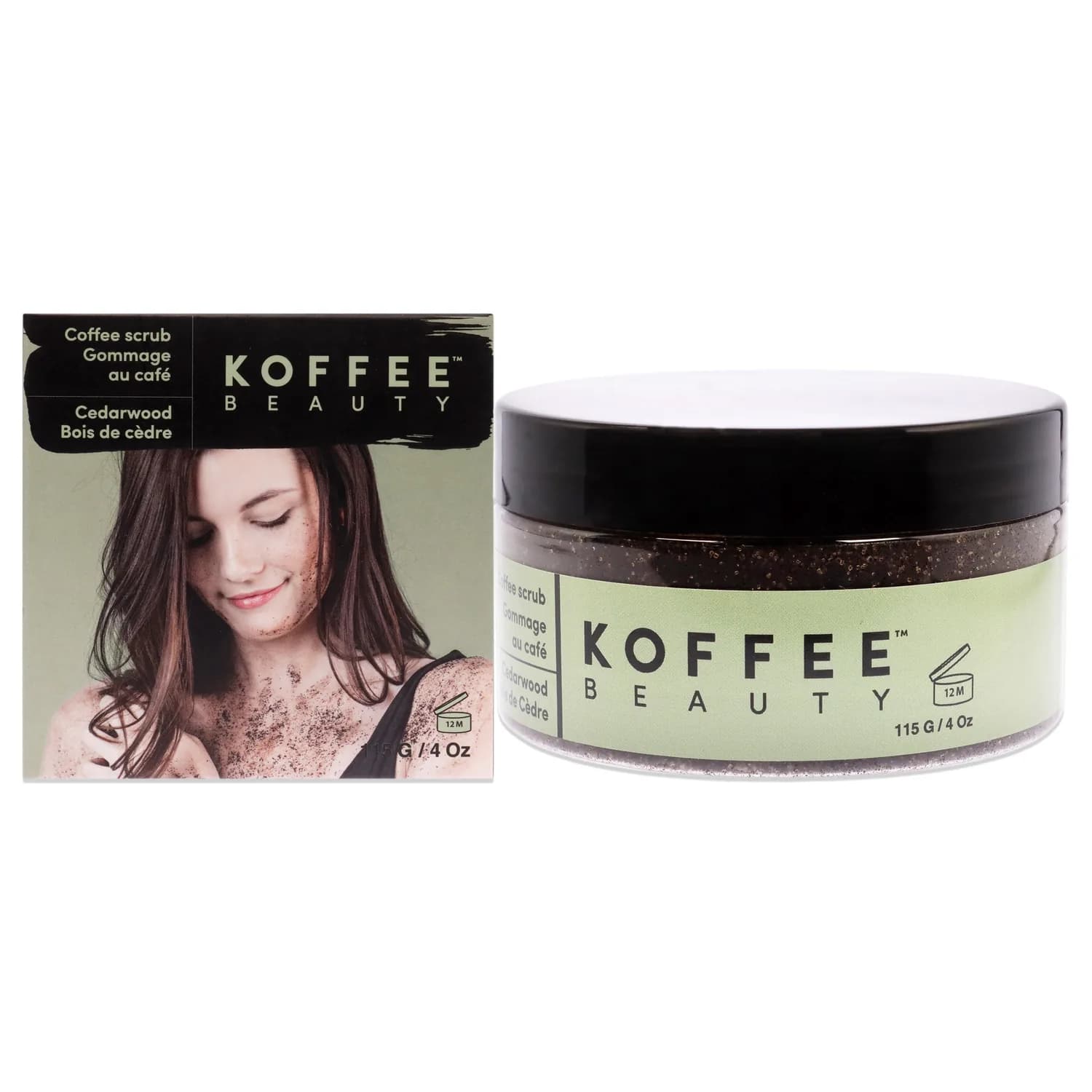 Koffee Beauty Cedarwood Coffee Scrub - Exfoliating Body And Face Scrub - Polish And Smooth Skin With Ease - Invigorate Senses With Cedarwood Fragrance Formula - For Naturally Radiant Skin - 4 Oz