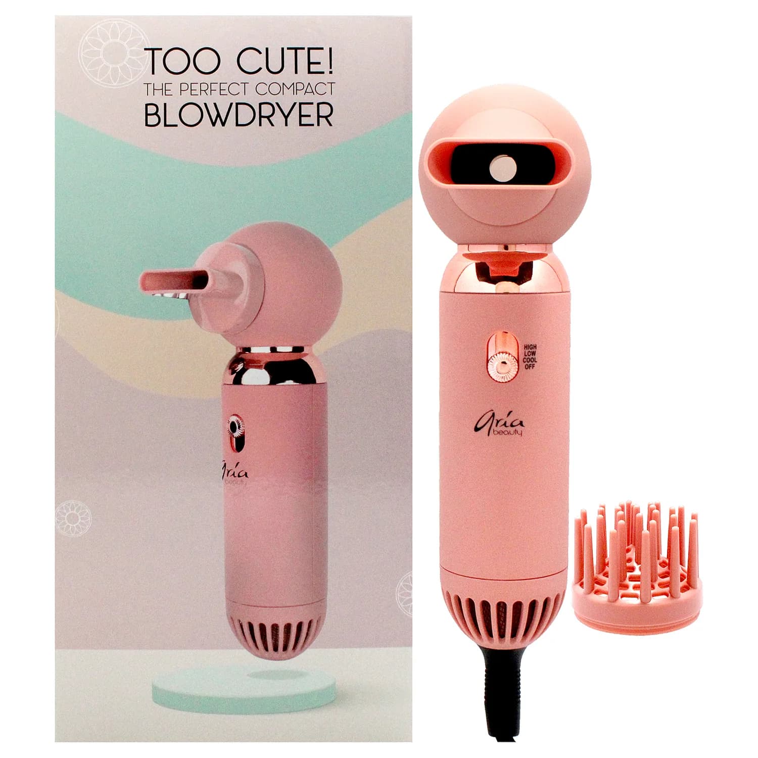 Aria Beauty Too Cute Compact Hair Dryer - Rose Gold