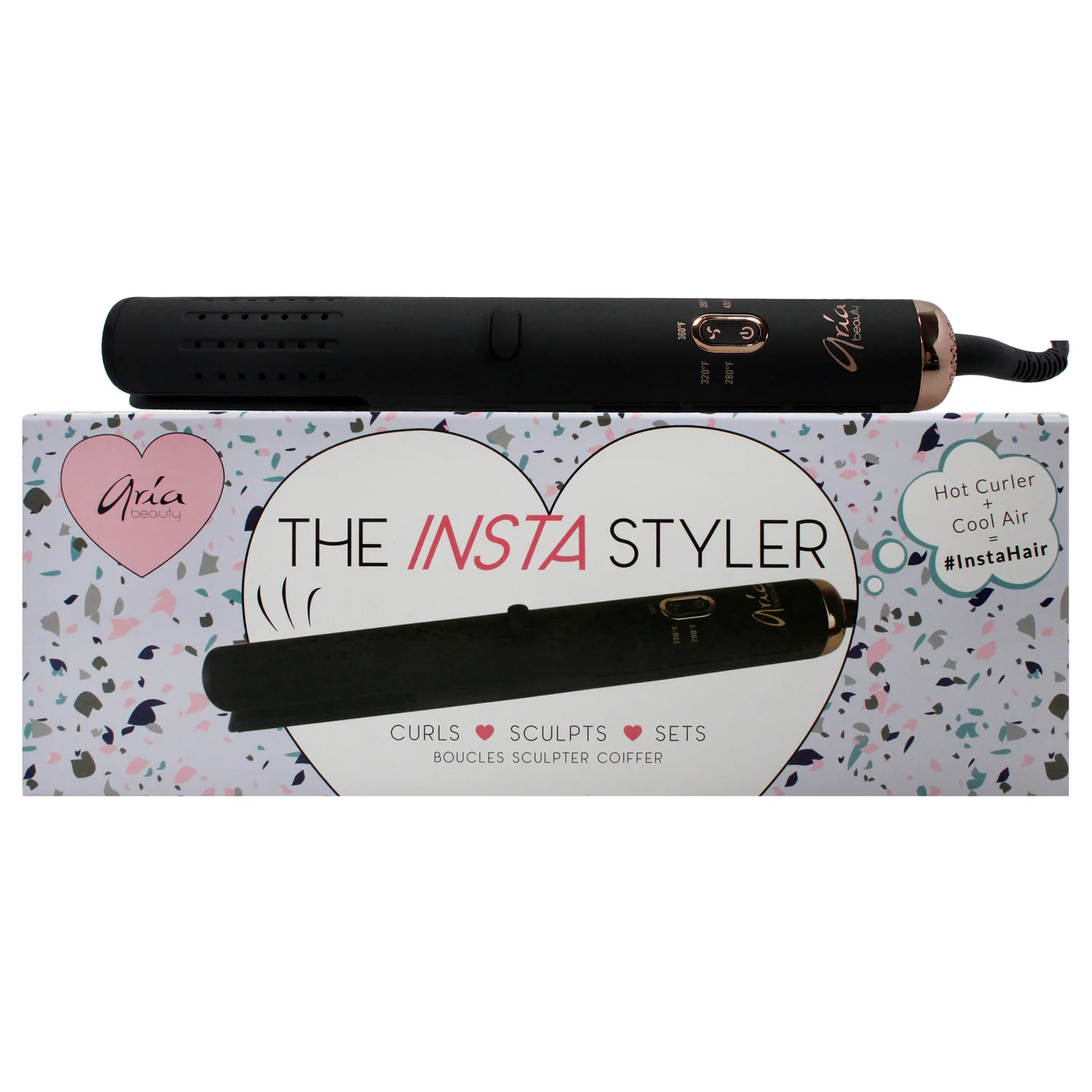 Aria Beauty Insta Styler Ceramic Hair Curler - Black Curling Iron