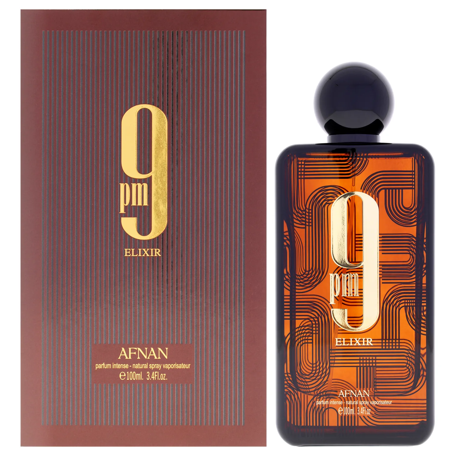 Afnan 9 PM Elixir Unisex Extrait de Parfum, 3.4 Fl. Oz