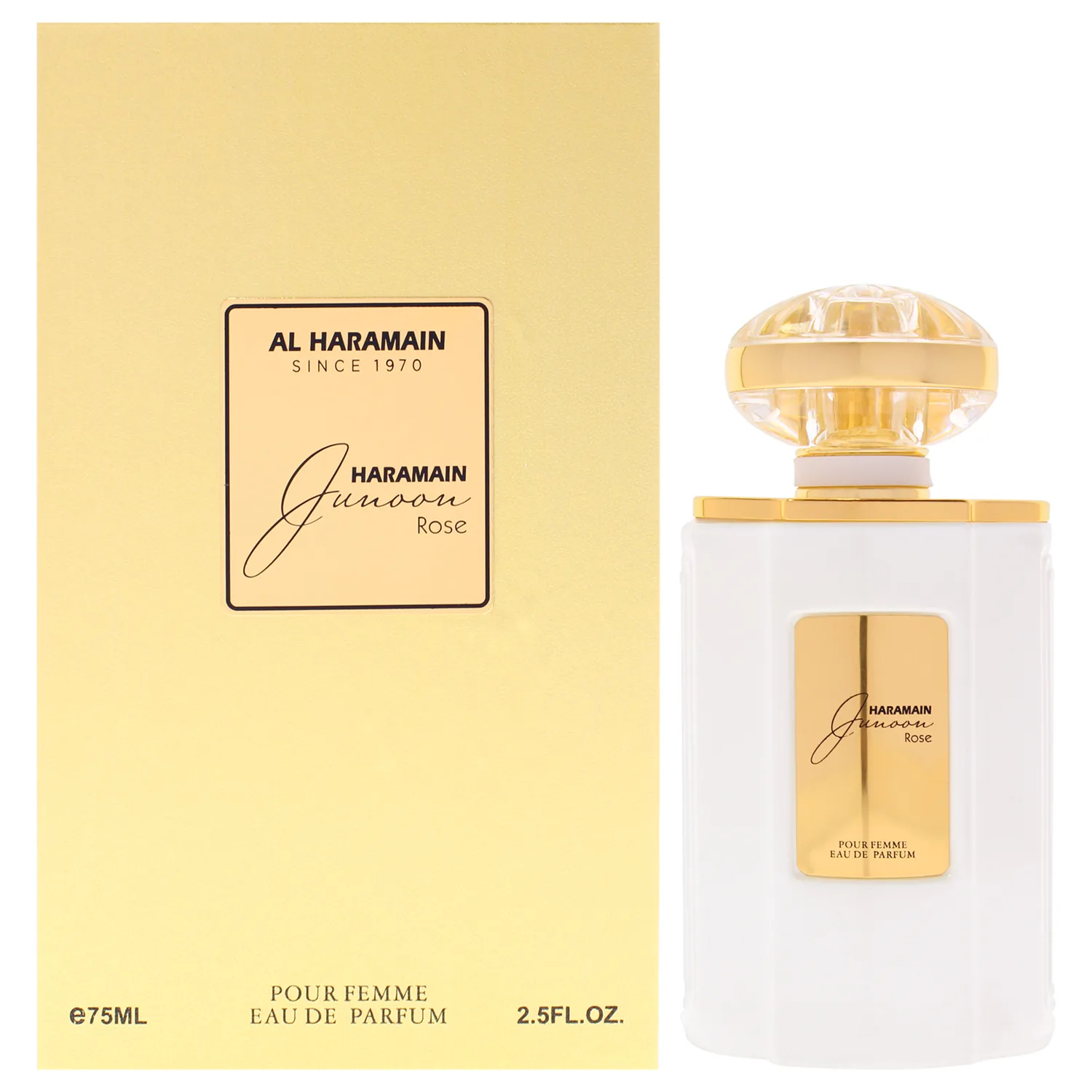 Al Haramain Junoon Rose - Luxury Arabian Perfume for Women - Floral Fragrance with Notes of Cherry Blossom, Bergamot, Rose, Suede, Amber - Arabic Long Lasting Scent - Eau de Parfum - 2.5 oz EDP Spray