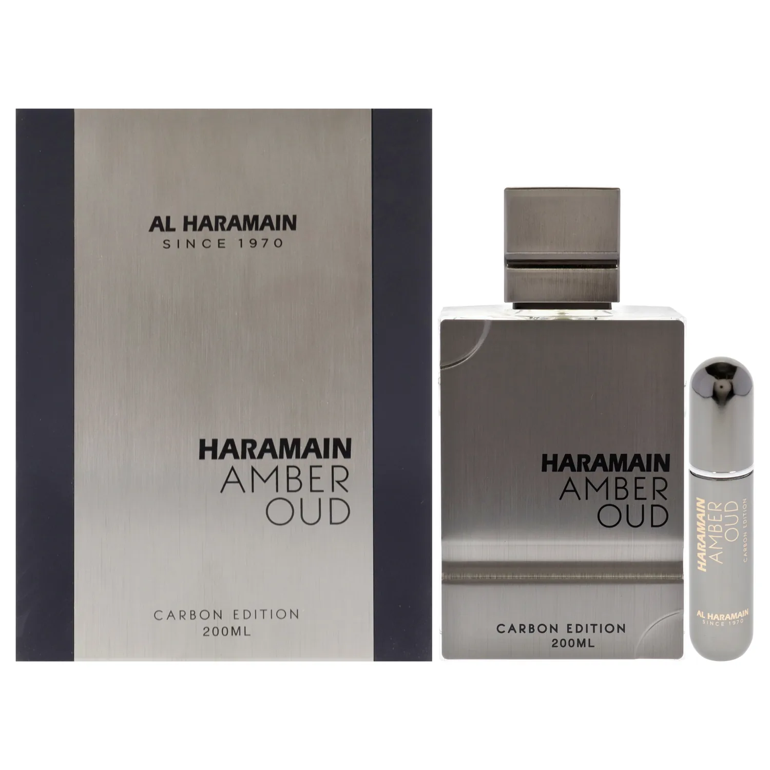 Al Haramain Amber Oud Carbon Edition - Arabian Cologne for Men - Long Lasting Perfume with Notes of Bergamot, Lavender, Rosemary, Amber, Vetiver, Cedar - Arabic Eau de Parfum - 6.7 oz EDP Spray