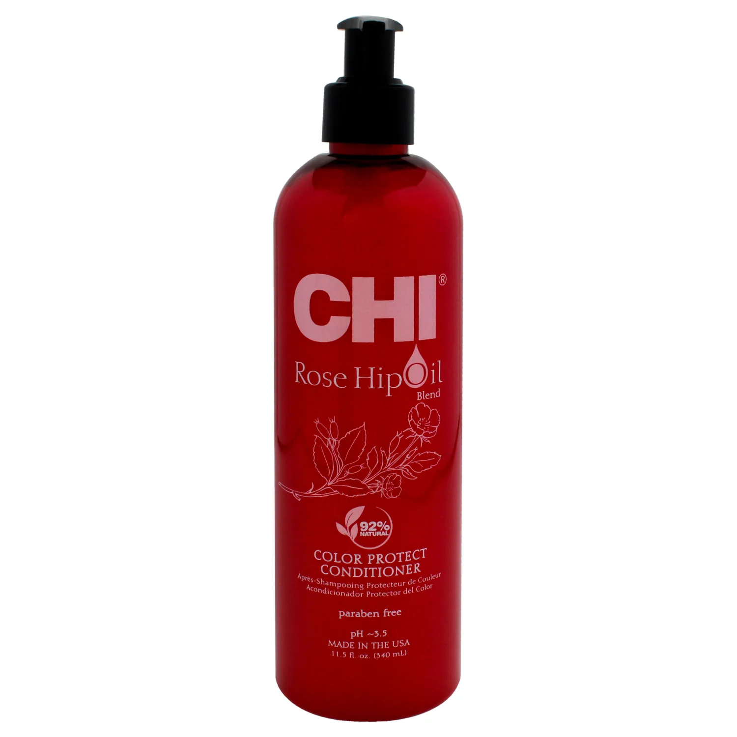CHI Rosehip Oil Protecting Conditioner, Restores Moisture To Color-Treated Hair & Helps Retain Color, Sulfate, Paraben, & Cruelty-Free, 11.5 Oz