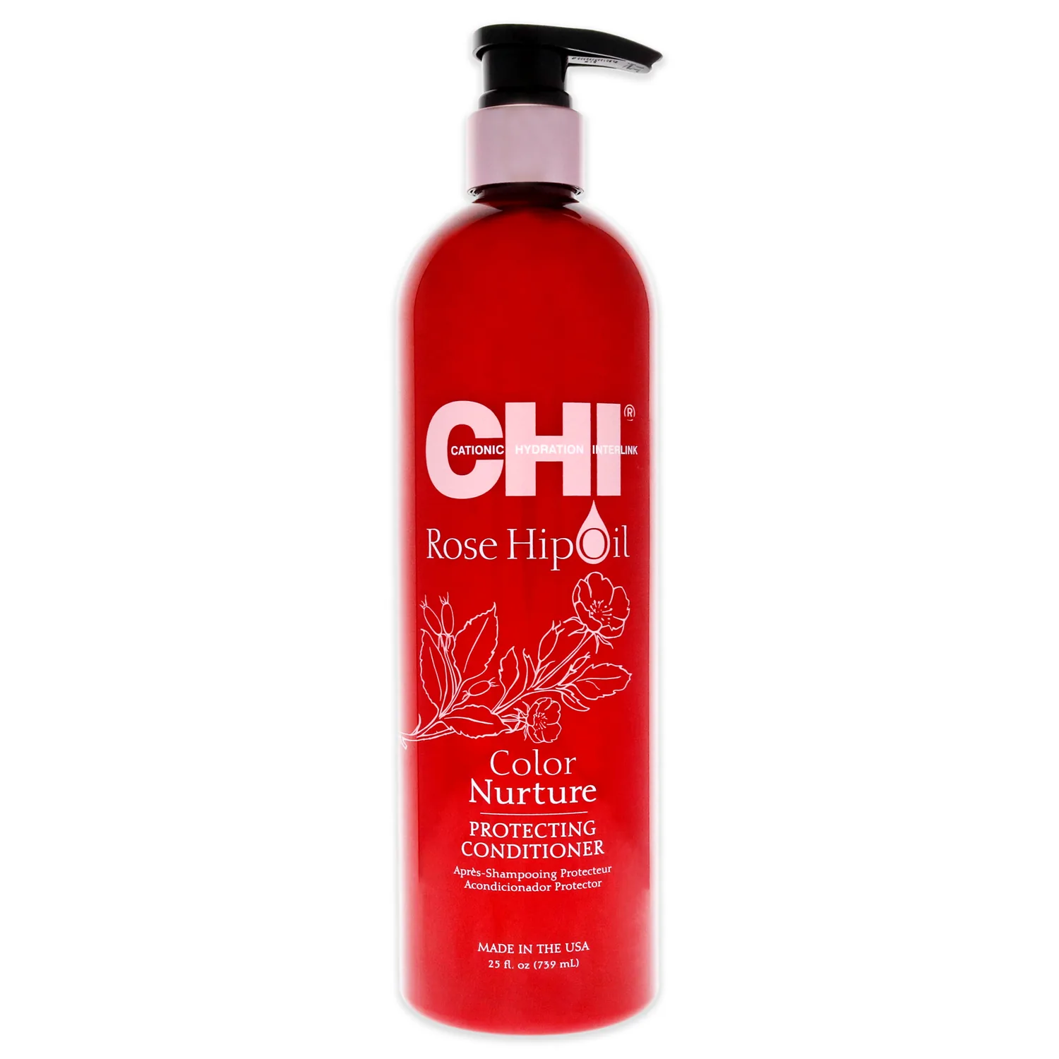 CHI Rosehip Oil Protecting Conditioner, Restores Moisture To Color-Treated Hair & Helps Retain Color, Sulfate, Paraben, & Cruelty-Free, 25 Oz