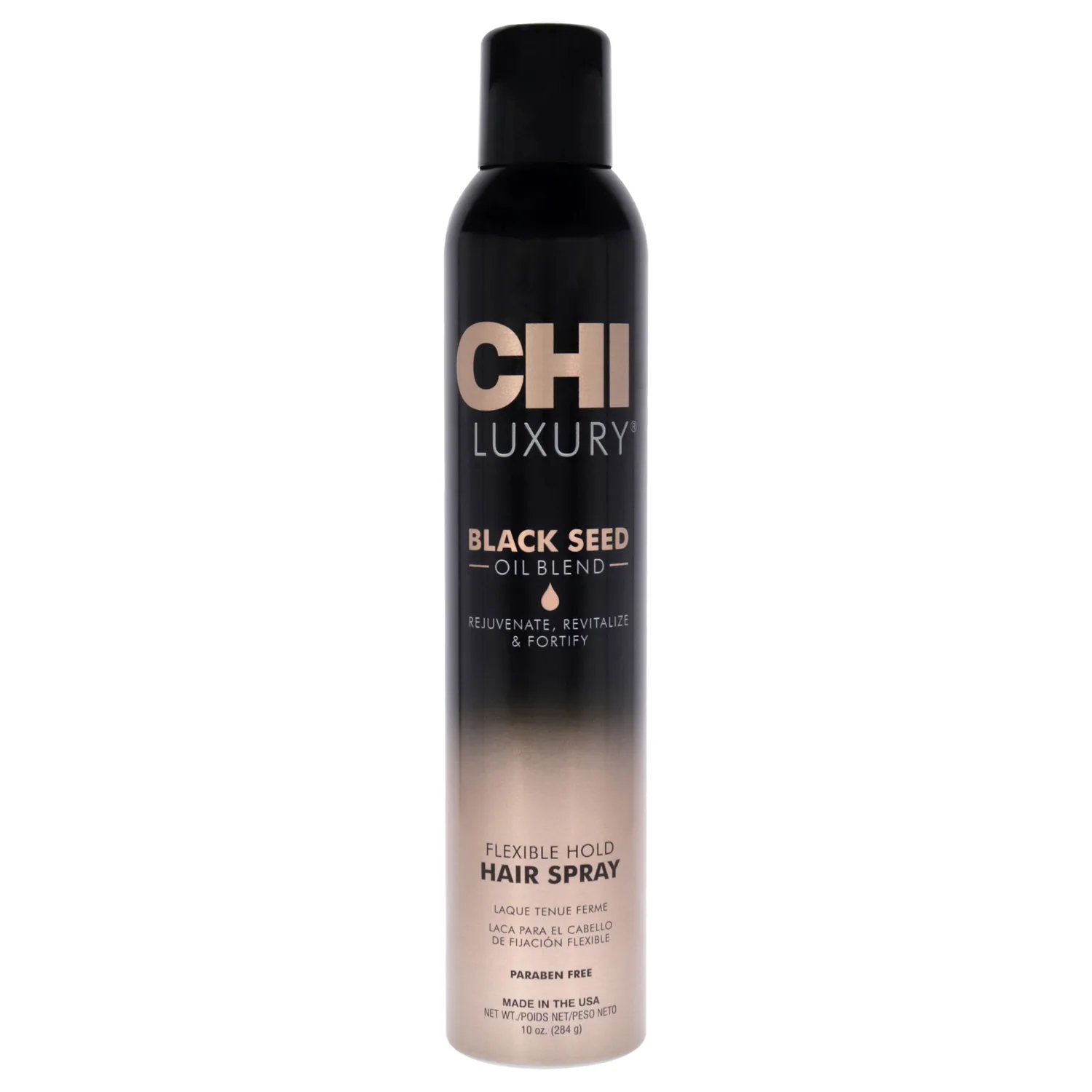 CHI Luxury Black Seed Oil Flexible Hold Hairspray, Adds Hair Texture & Volume, Natural Hold, Sulfate, Paraben & Gluten-Free, 10 Oz
