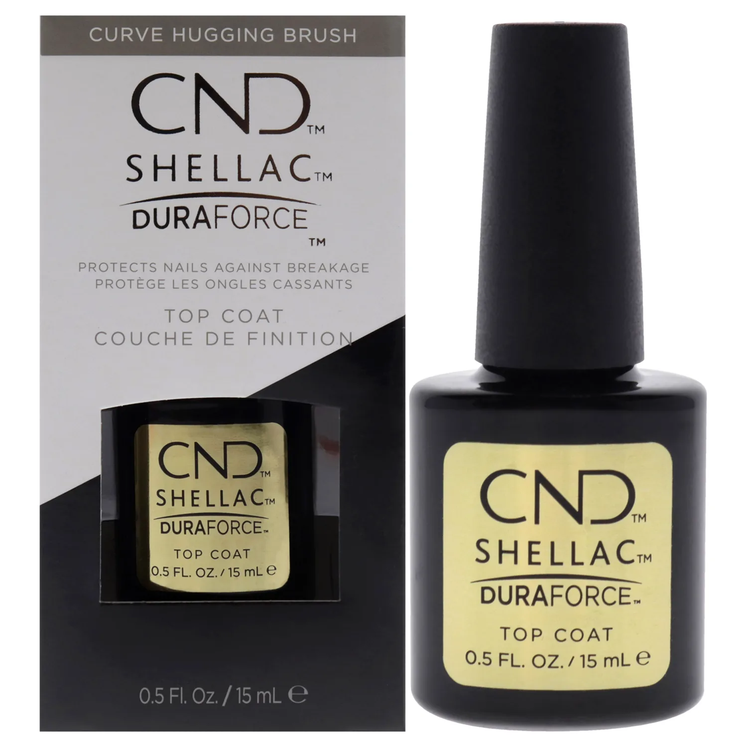 CND Shellac DURAFORCE Gel Nail Polish Top Coat, Last Step Mirror Shine Adhesive Longwear Layer for Thin Damaged Nails, 0.50 fl oz