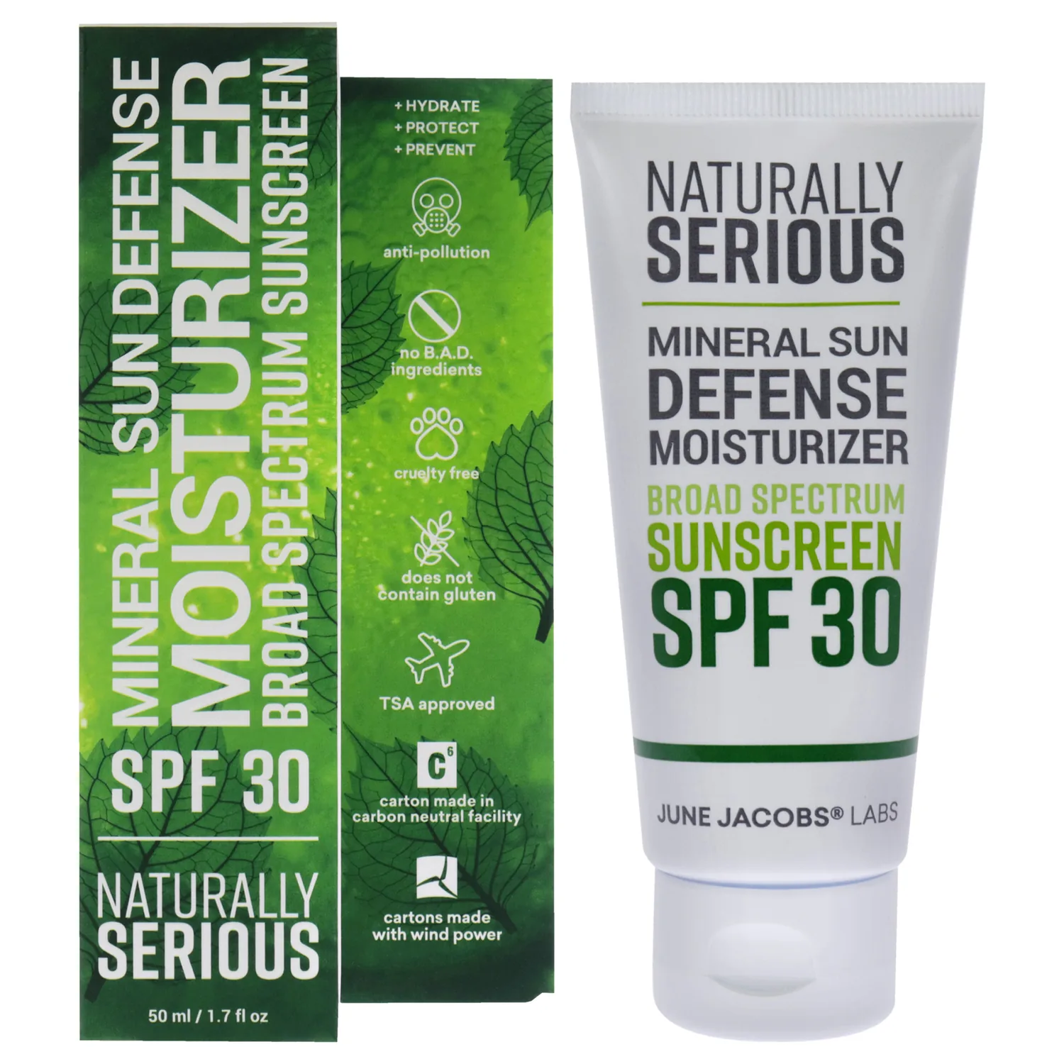 Naturally Serious | Mineral Sun Defense Moisturizer Broad Spectrum Sunscreen SPF 30, Mineral Sunscreen SPF 30, Sunscreen Moisturizer For Face, Vegan Skincare, Cruelty-Free Skincare