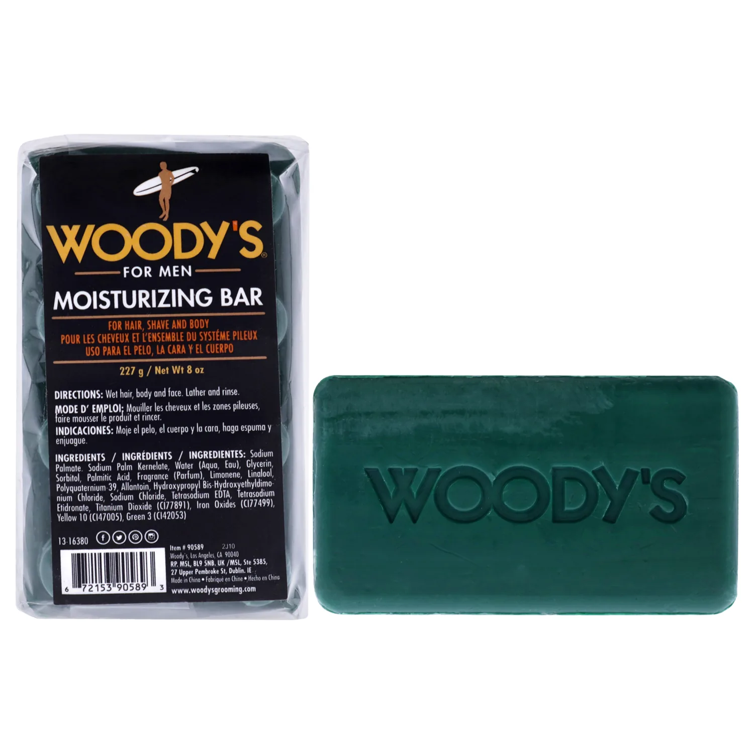 Woodys 3-in-1 Moisturizing Deep Clean Peppermint Bar Soap 237ml / 8 oz