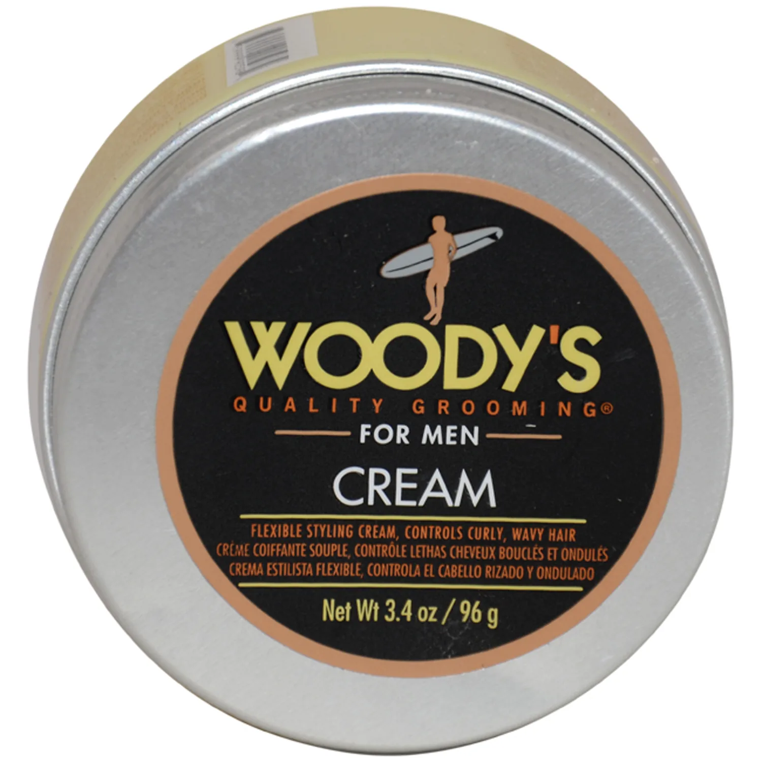 Woody's Styling Cream for Men, Controls Curly/Wavy Hair, Water-Soluble Mild Hold, Healthy Shine, 3.4 oz