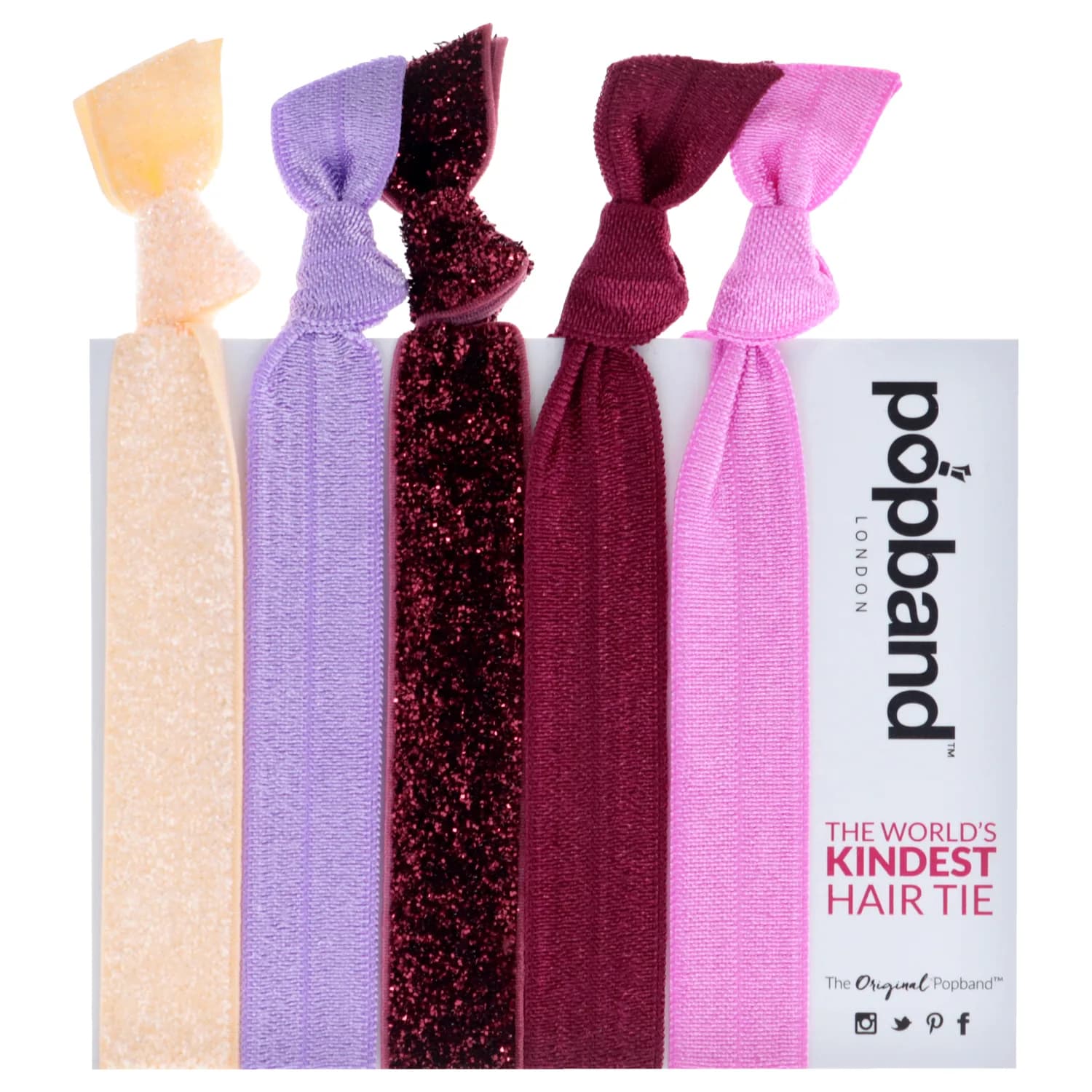 Popband London | Hair Tie | Winter Berry | For All Day and Night | No Hair Crease | No Hair Damage | 5 Pc