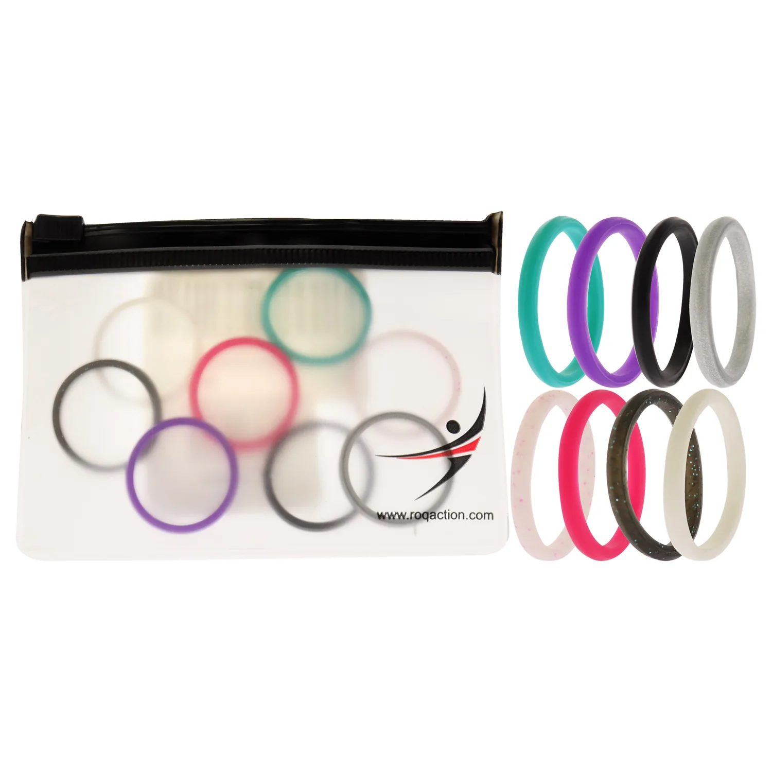 ROQ Silicone Wedding Stackable Point Ring Set - MultiColor for Women