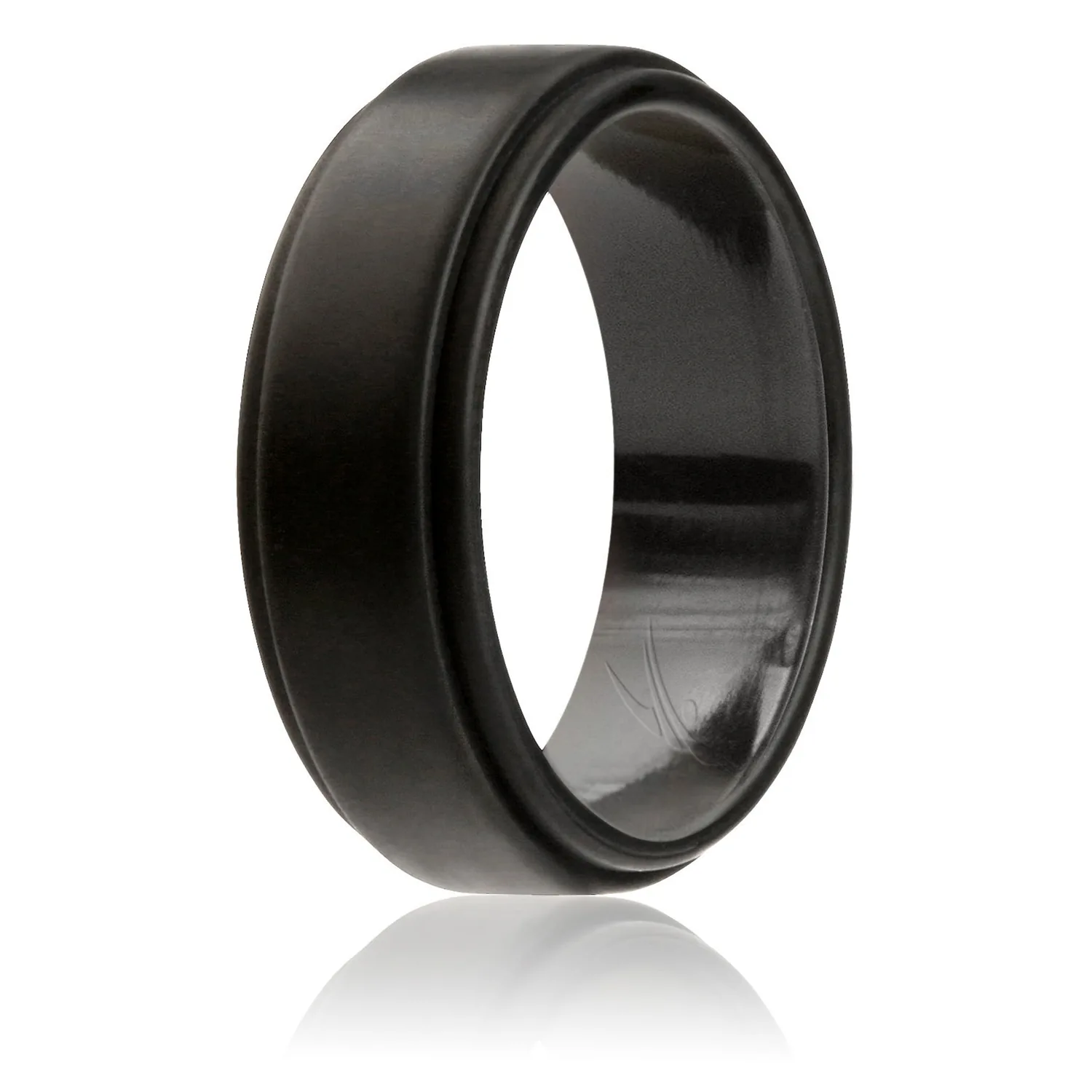ROQ Step Edge Black Wedding Ring for Men