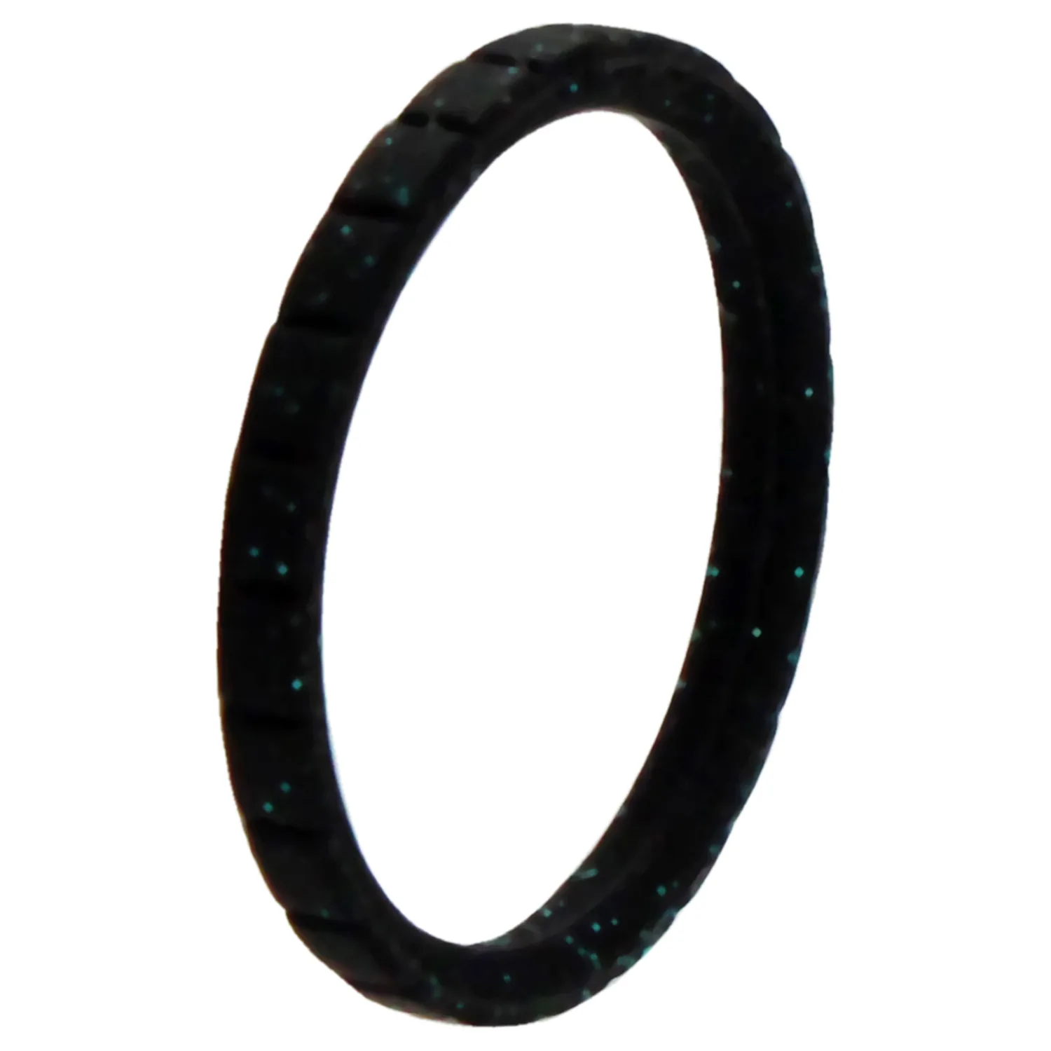 ROQ Silicone Wedding Stackable Lines Ring - Black-Turquoise for Women