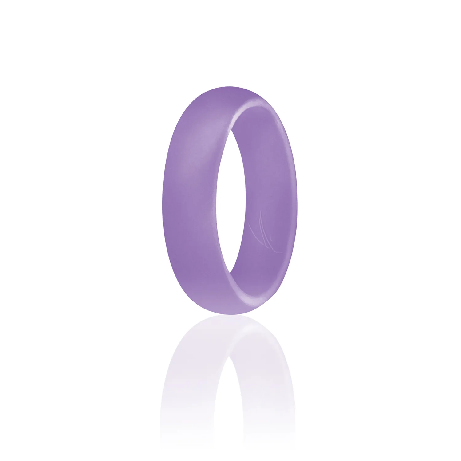 ROQ Silicone Rubber Wedding Ring for Women, Dome Solid Glitter & Metallic, Rubber Silicone Wedding Band, Anniversary Rings, Promise Ring, 5.5mm Wide 2mm Thick, Single, Lavender, Size 6