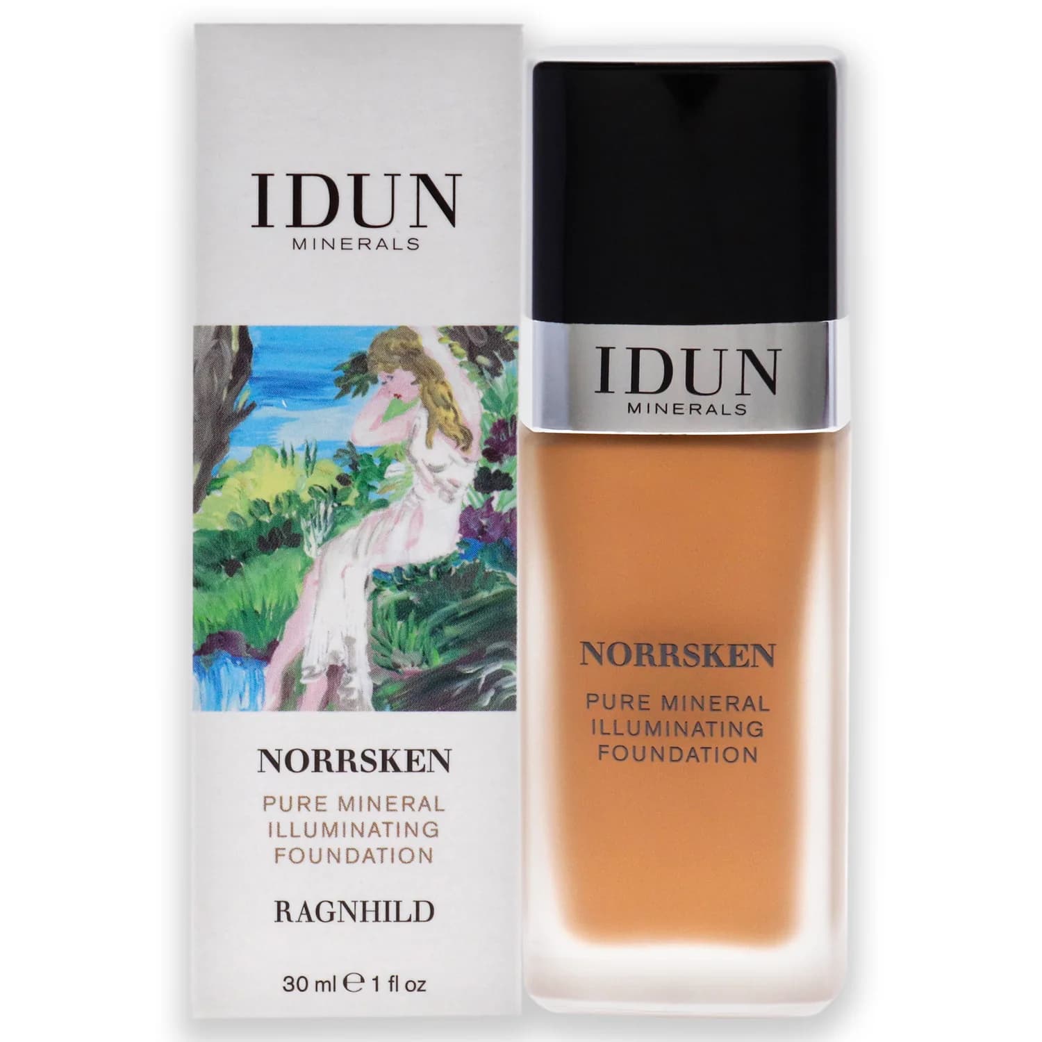 IDUN Minerals Liquid Norrsken Foundation - Silky Smooth Coverage - Luminous, Dewy Finish for Dry and Dull Skin - Water Resistant and Vegan Makeup - 221 Ragnhild - Warm Light Brown - 1.01 oz