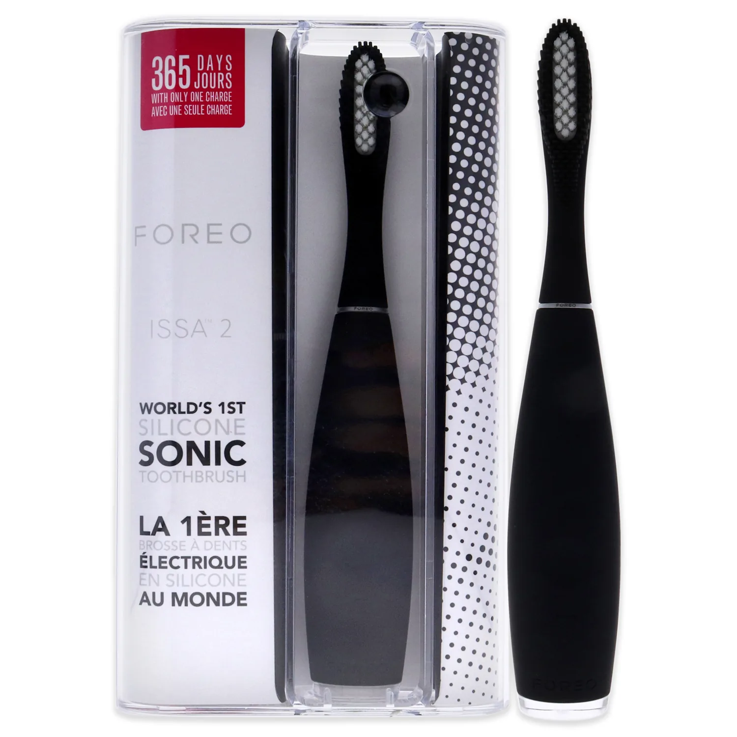 FOREO ISSA 2 Rechargeable Electric Regular Toothbrush With Silicone, Cool Black